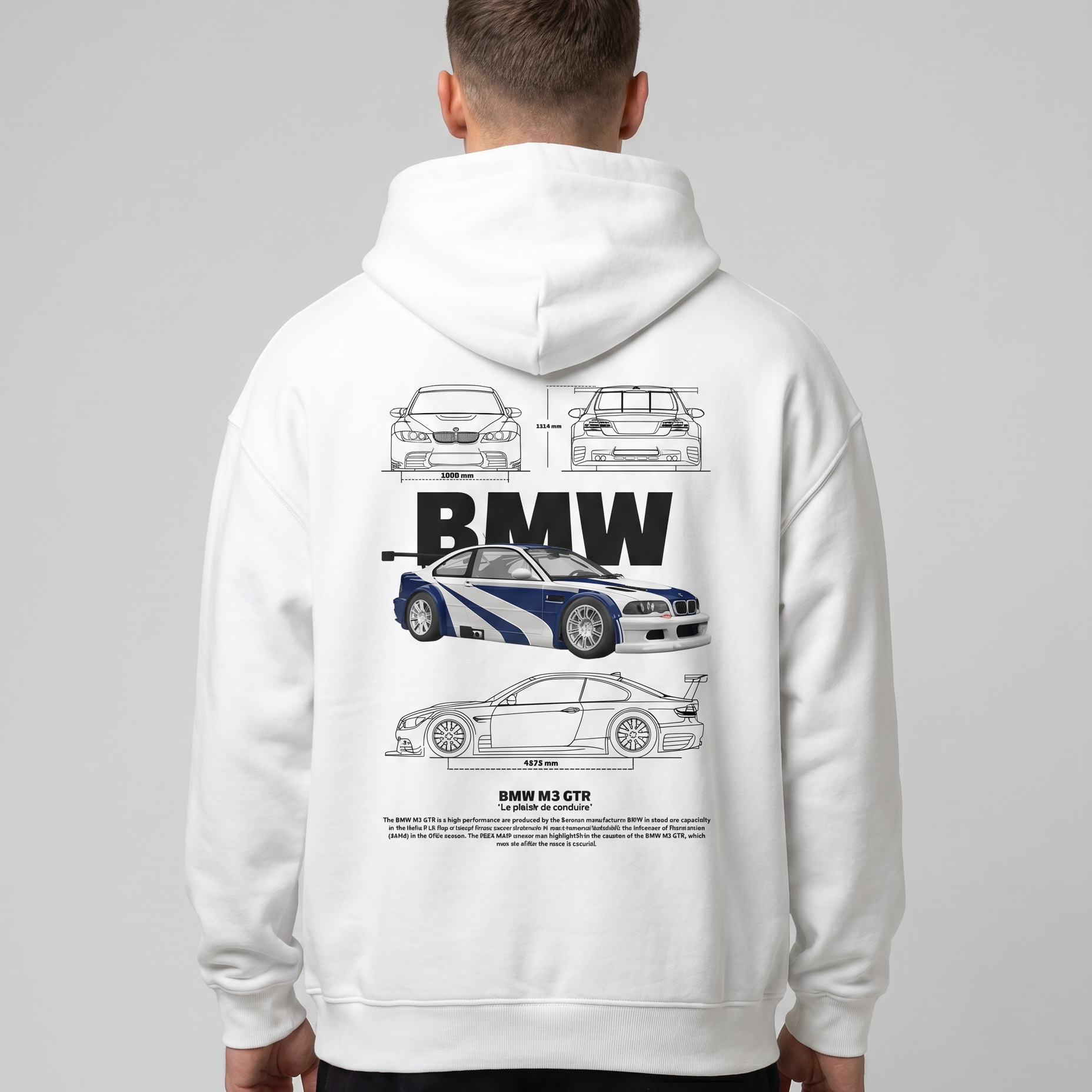 BMW M3 GTR OVS Zip White - model back print (reused OVS Hoodie)