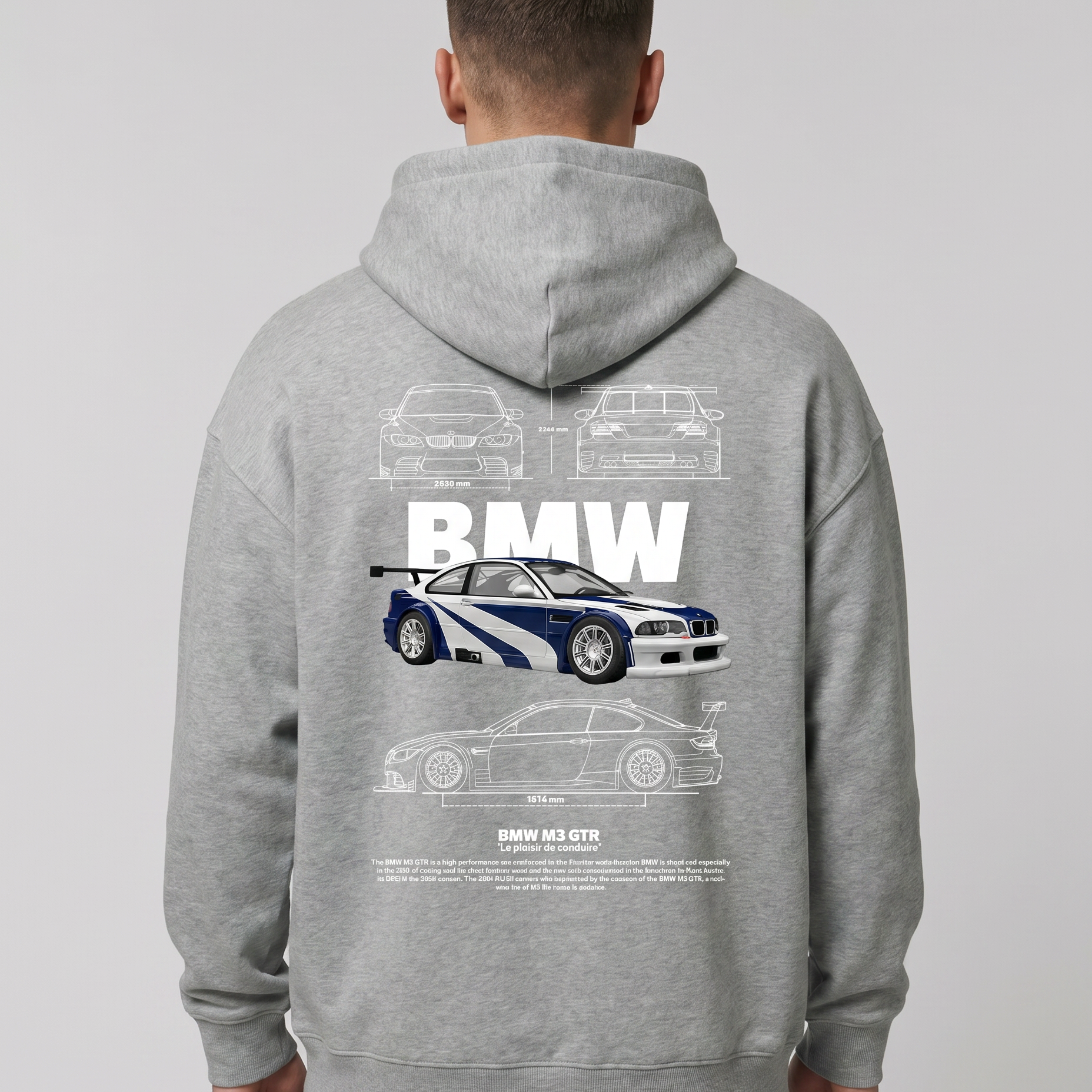 BMW M3 GTR OVS Zip Light Asphalt - model back print (reused OVS Hoodie)