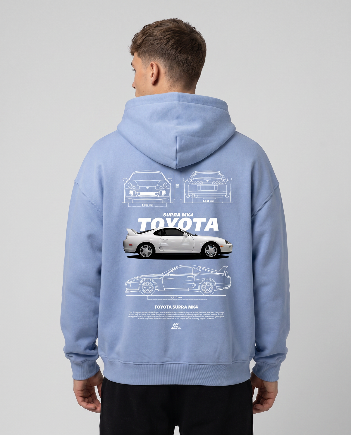 Nissan Skyline R34 OVS Zip Powder Blue - model back print (reused twin)