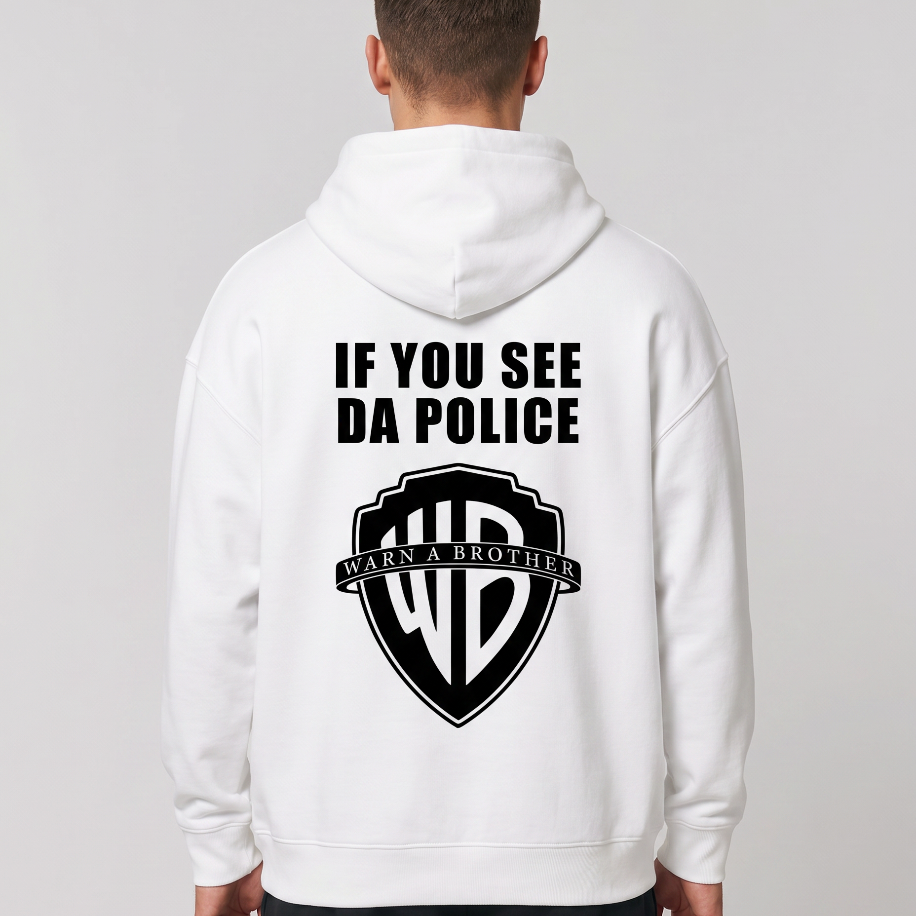 If you see da police OVS Zip White - model back print (reused from OVS Hoodie)