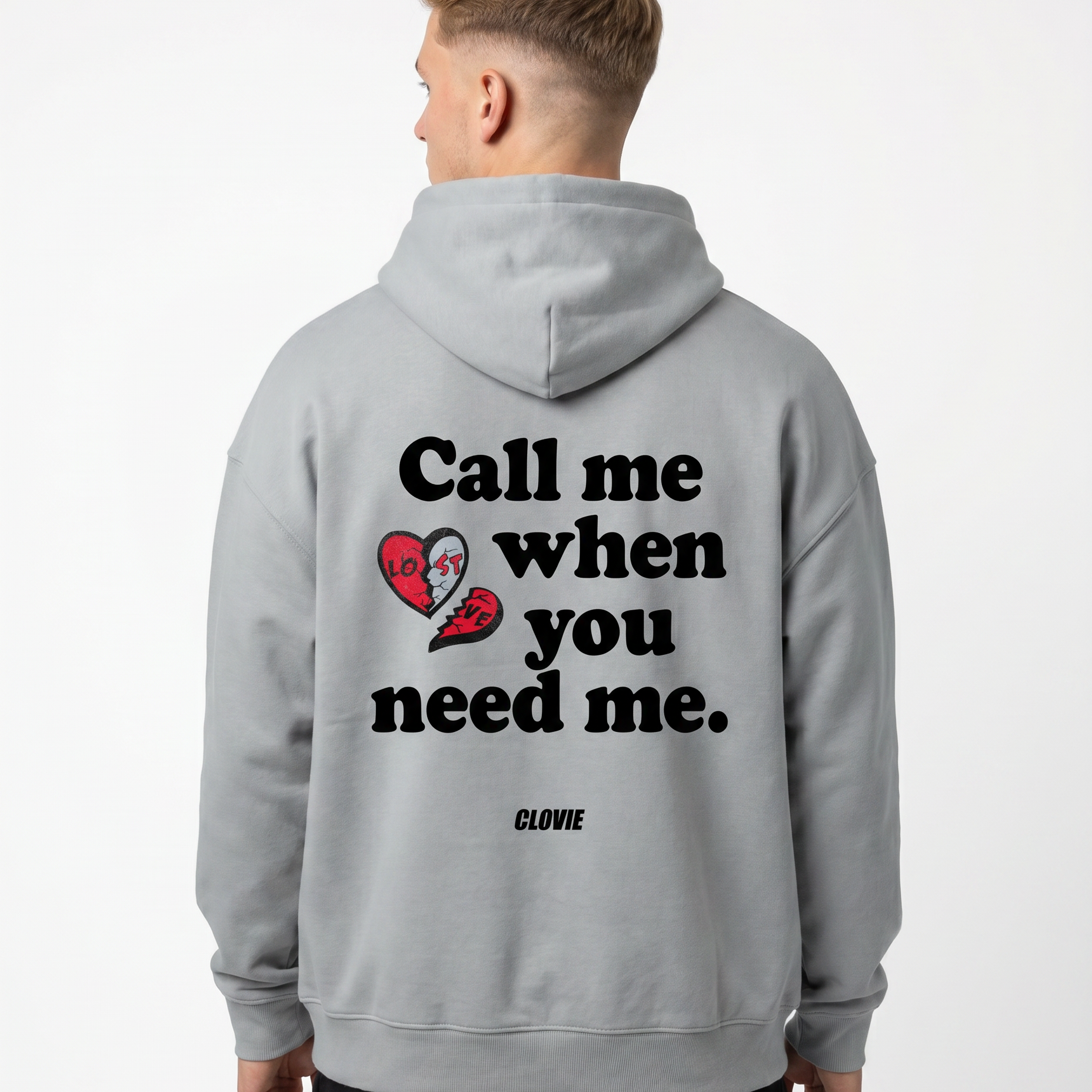 Call me when you need me OVS Zip Light Asphalt - model back print (reused from OVS Hoodie)