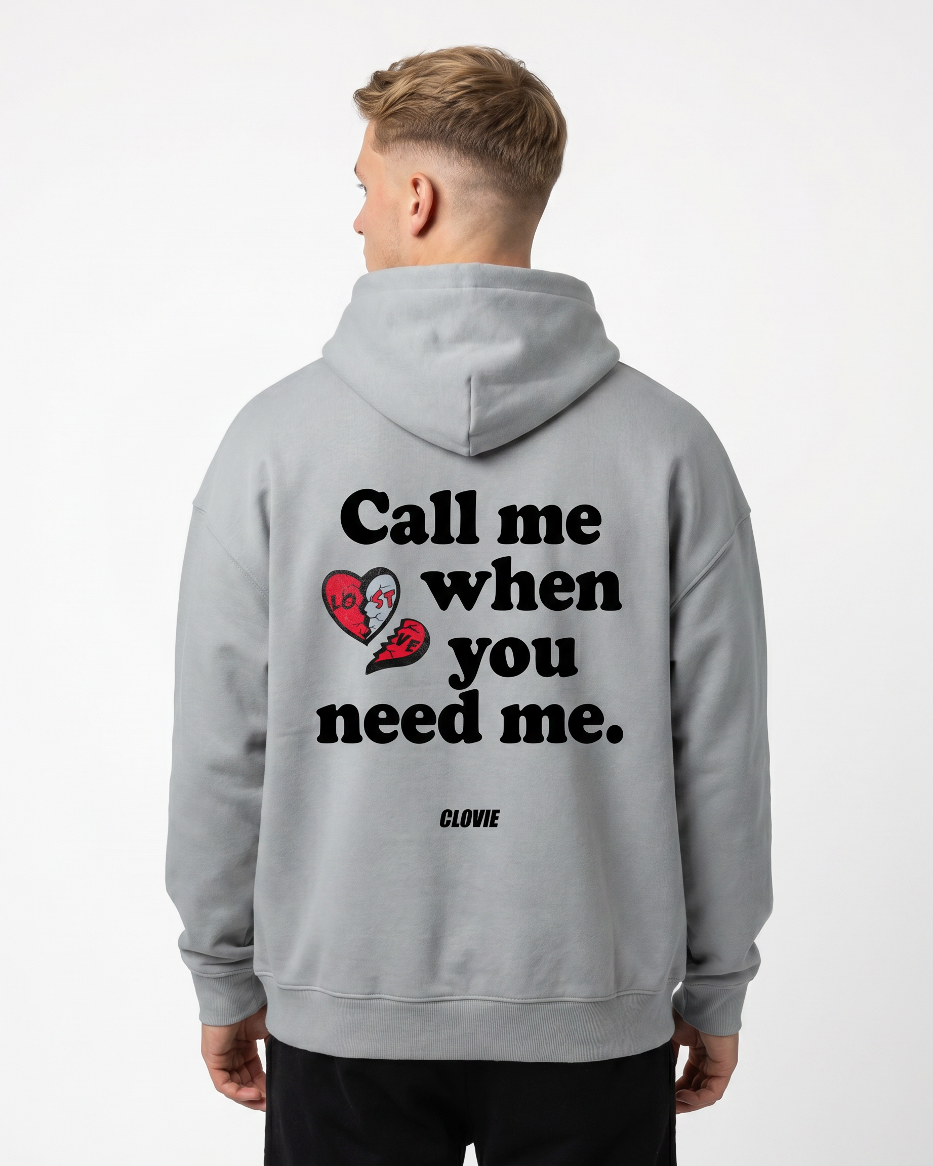 Call me when you need me OVS Zip Light Asphalt - model back print (reused from OVS Hoodie)
