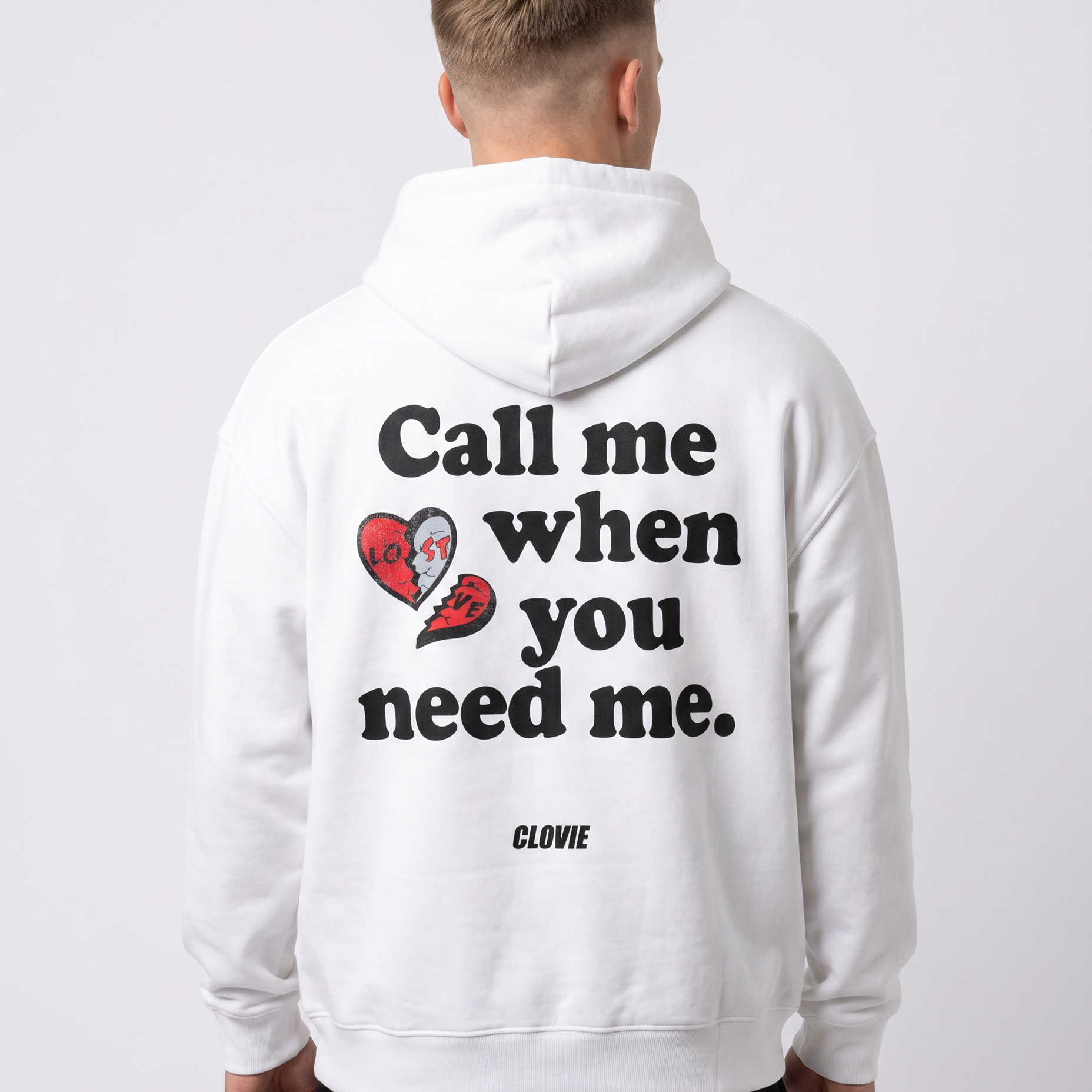 Call me when you need me OVS Zip White - model back print (reused from OVS Hoodie)