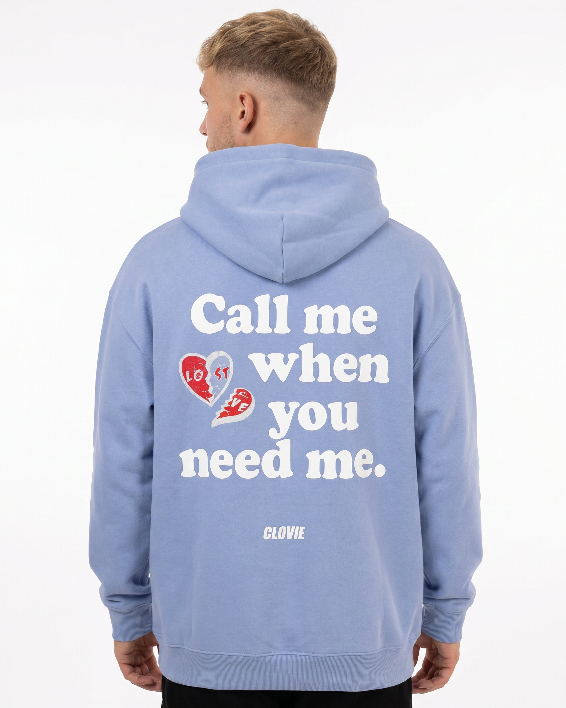 Call me when you need me OVS Zip Powder Blue - model back print (reused from OVS Hoodie)