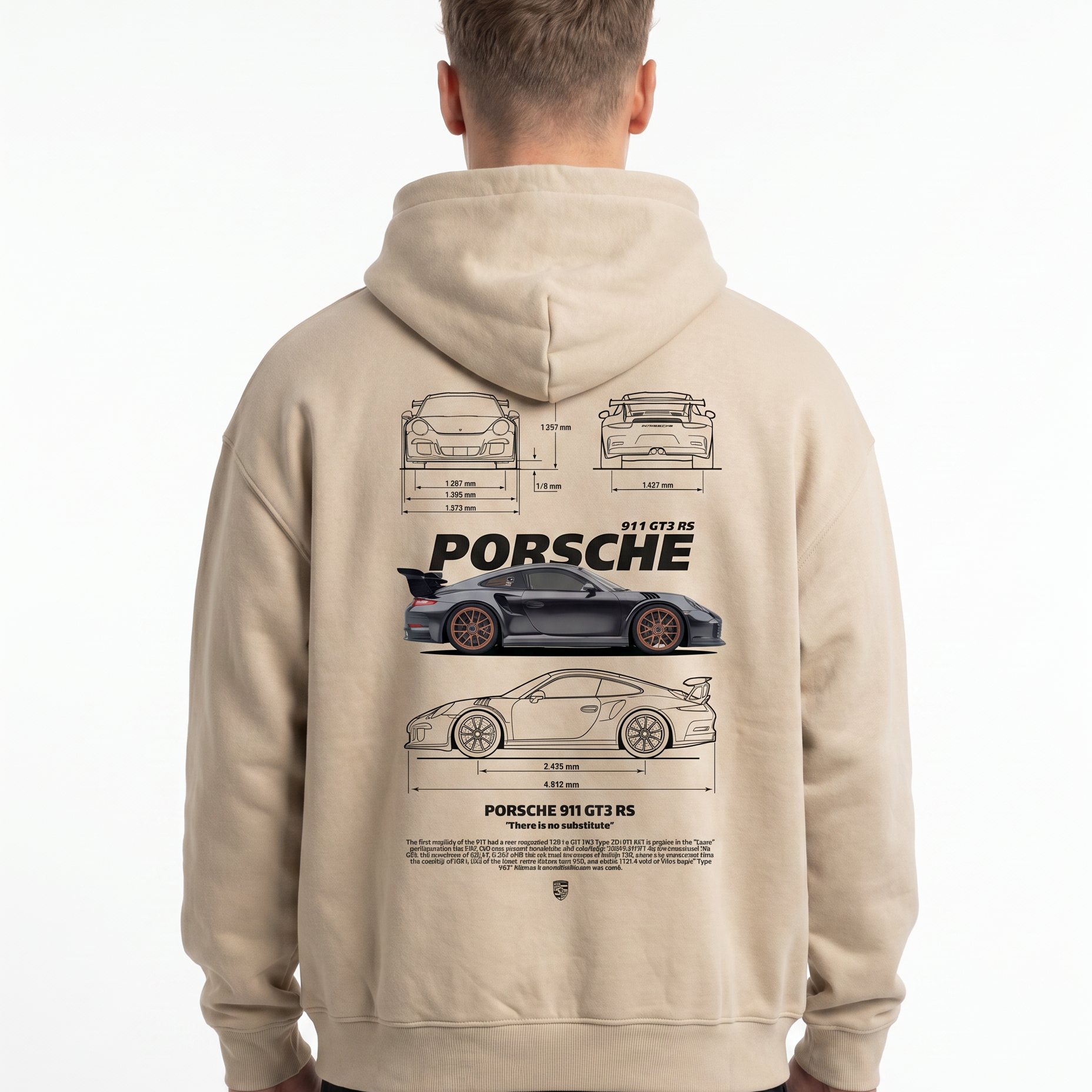 Porsche 911 GT3 RS White Sand - model back print (reused from OVS Zip)