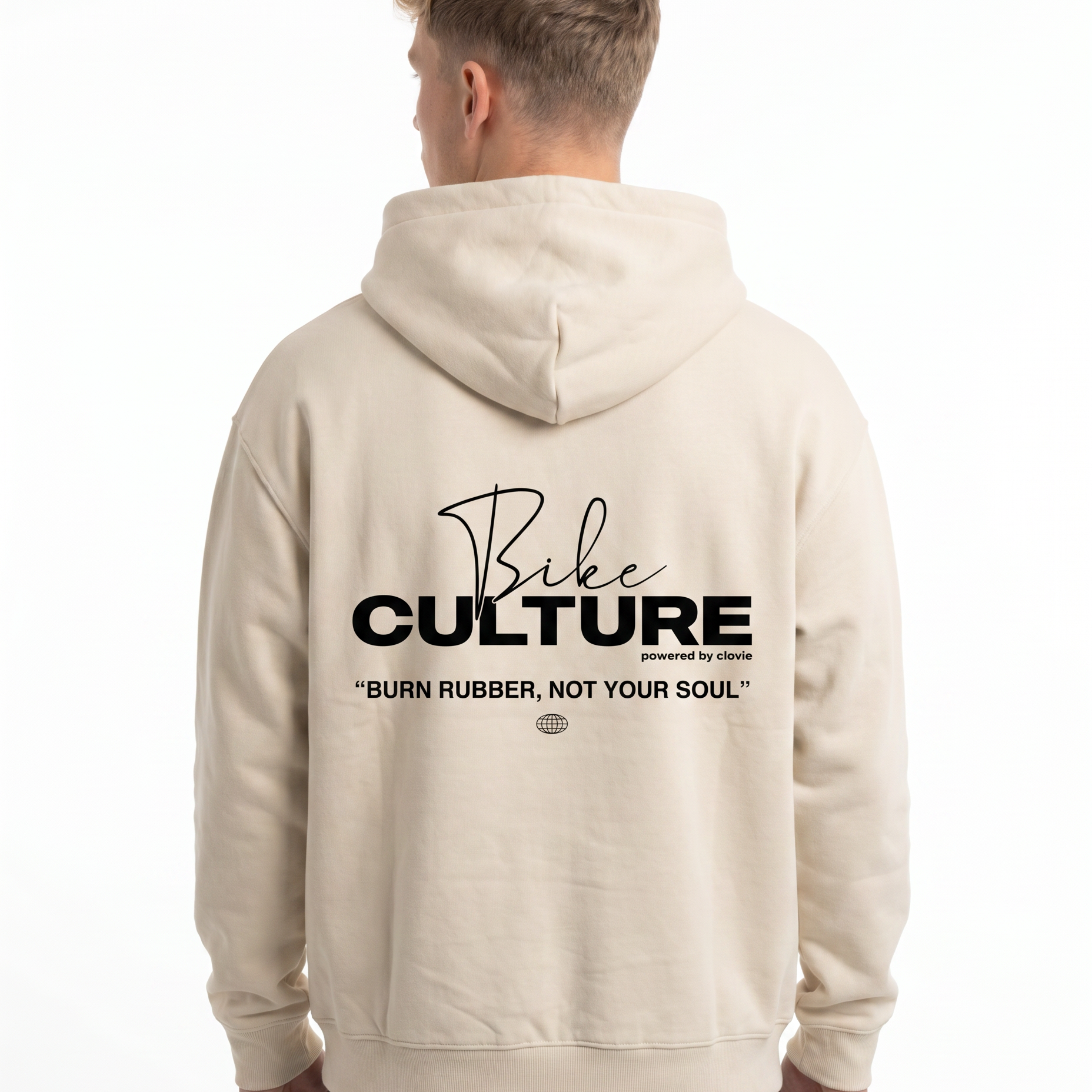 Bike culture OVS Zip White Sand - model back print