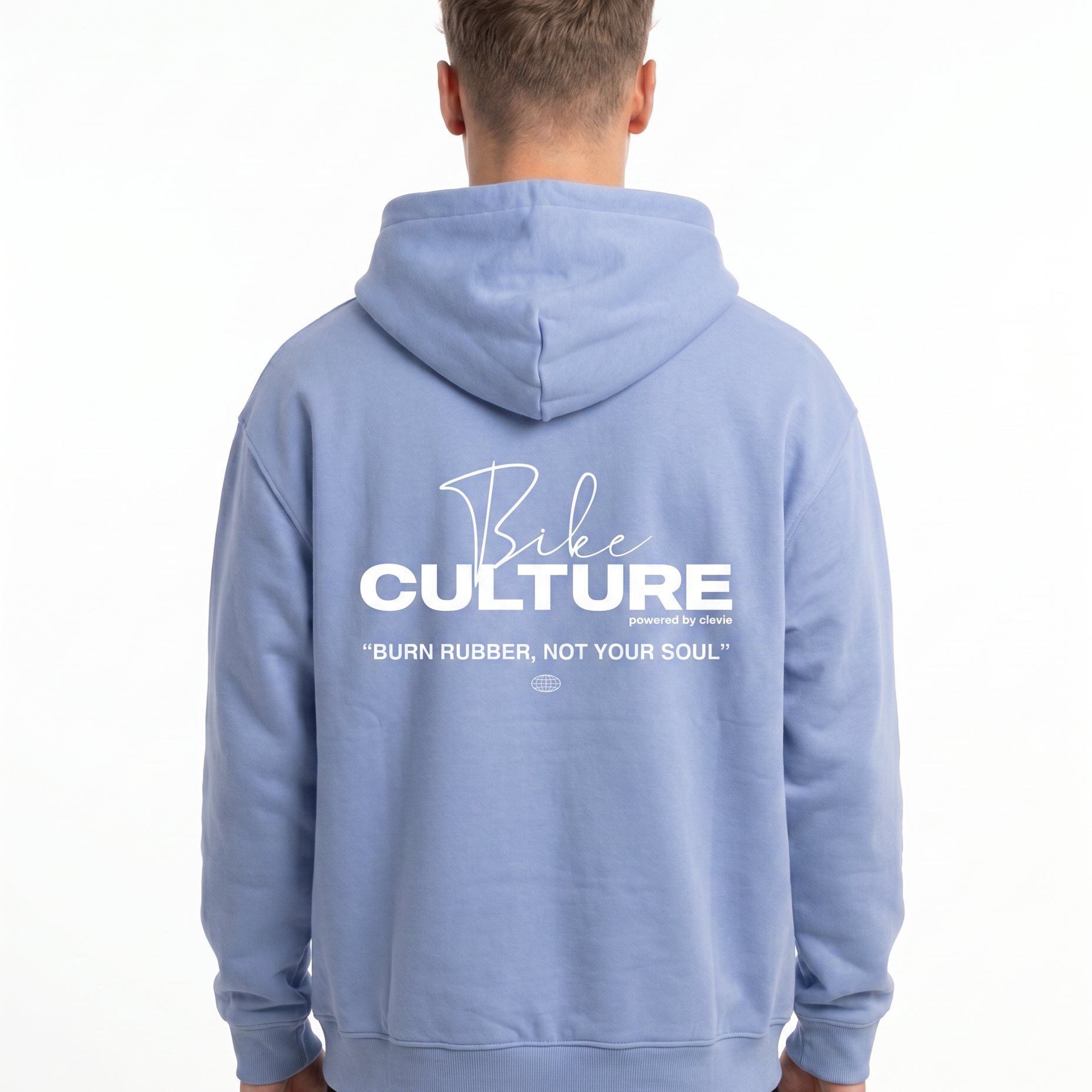 Bike culture Powder Blue - model back print