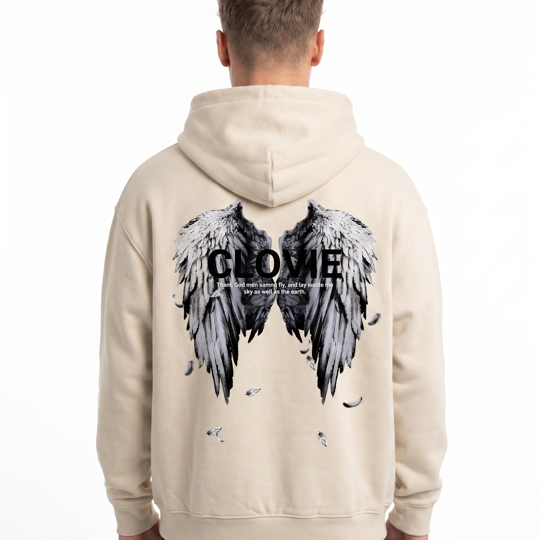 Angel wings OVS Zip White Sand - model back print