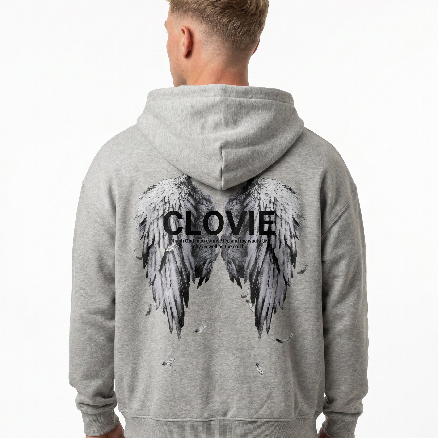 Angel wings OVS Zip Light Asphalt - model back print
