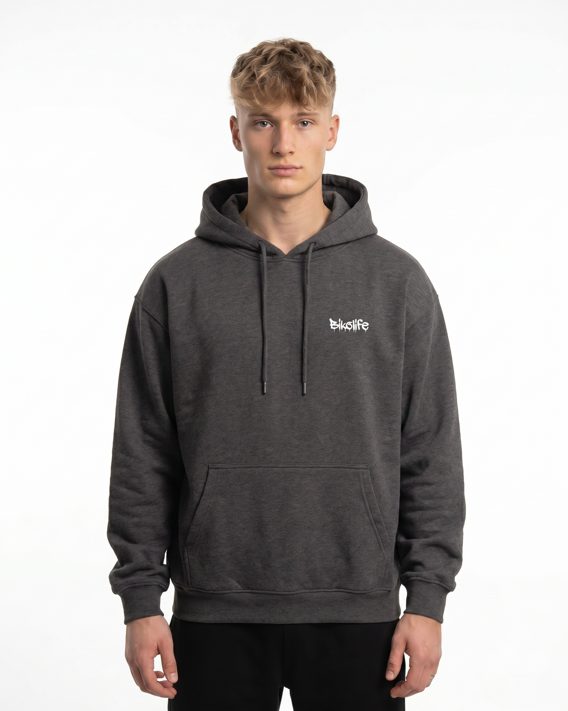 Bikelife Hoodie Charcoal Heather - model front