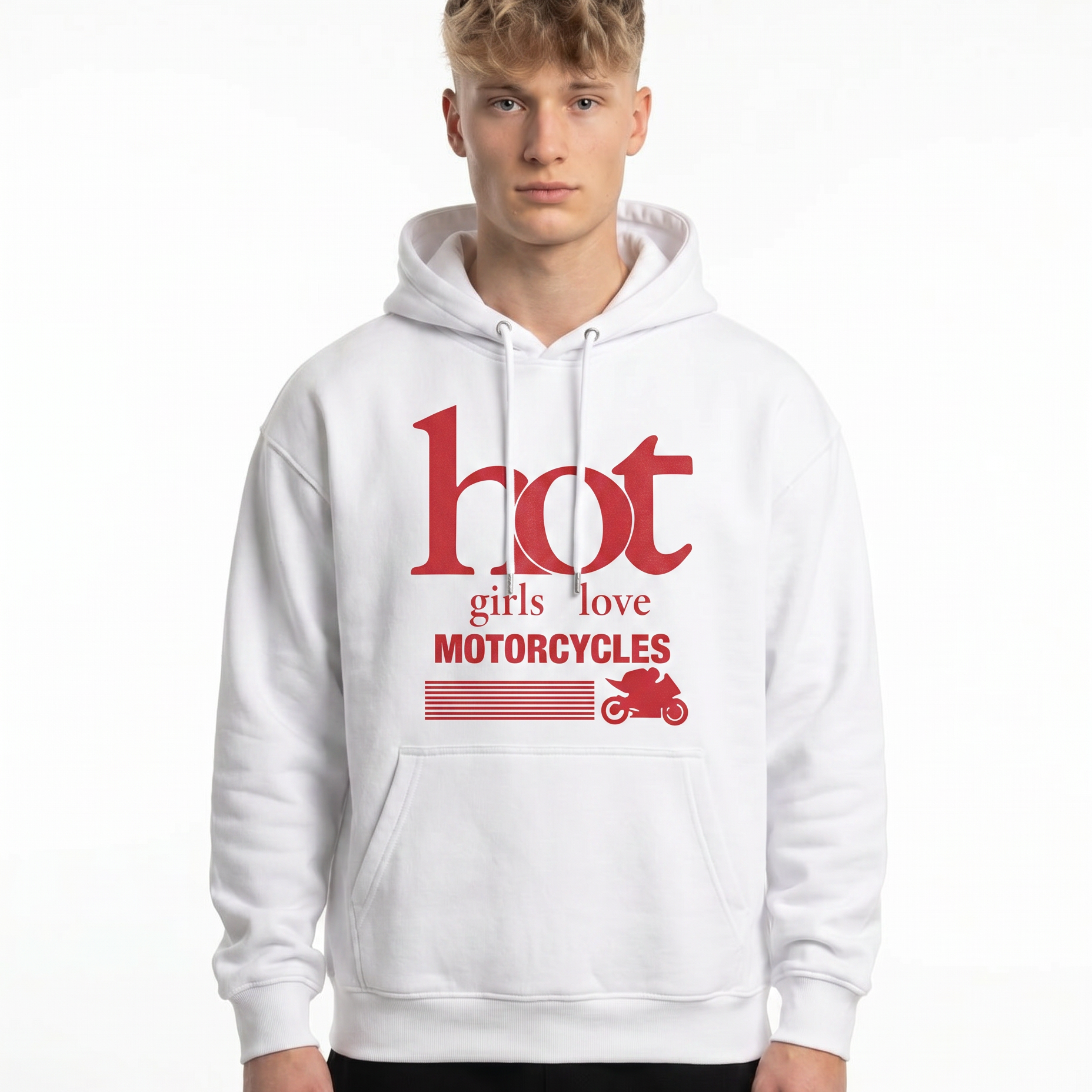 Hot girls love motorcycles Hoodie Arctic White - model front print