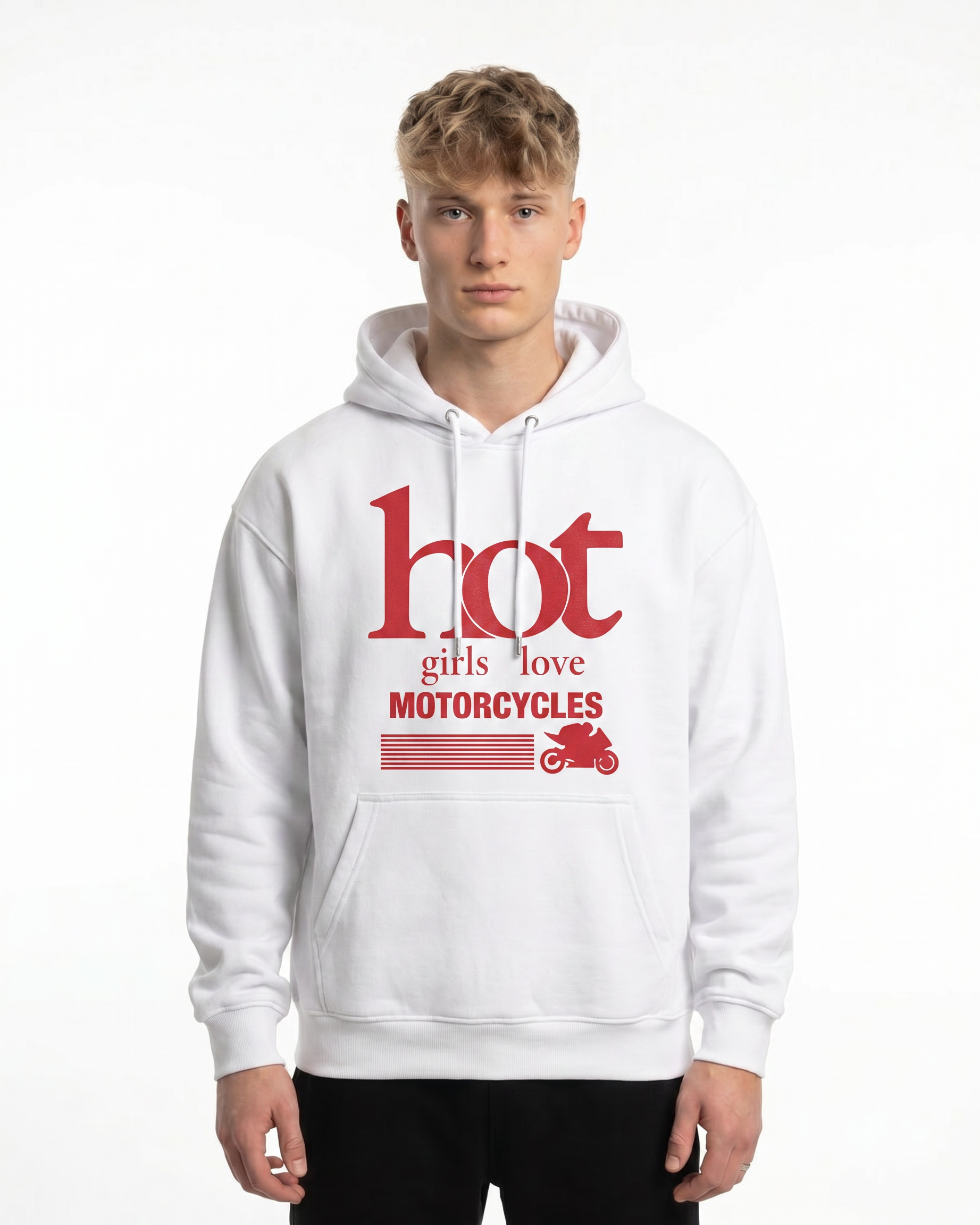 Hot girls love motorcycles Hoodie Arctic White - model front print