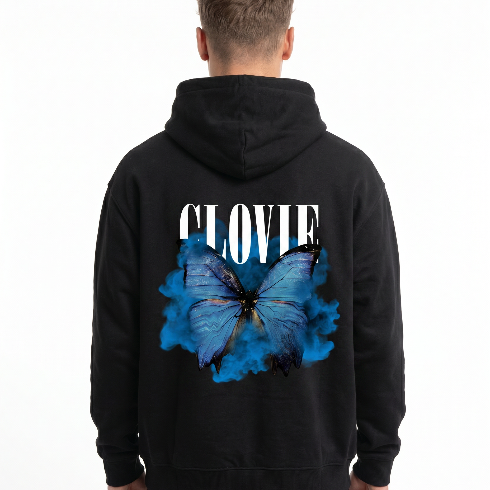 Butterfly OVS Zip Black - model back print
