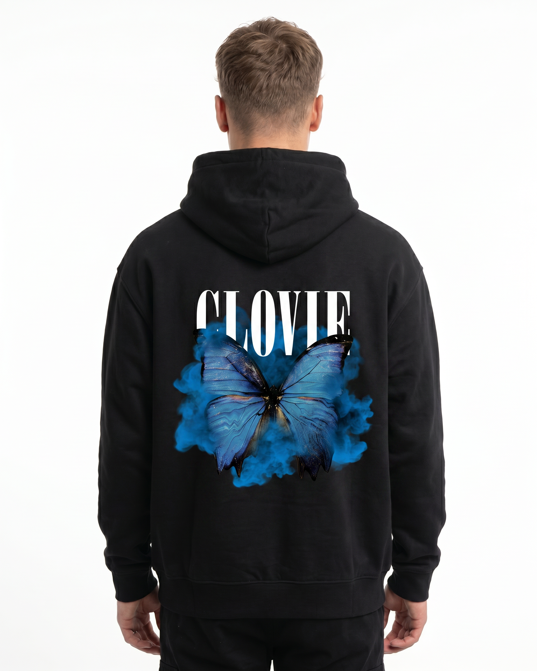 Butterfly OVS Zip Black - model back print