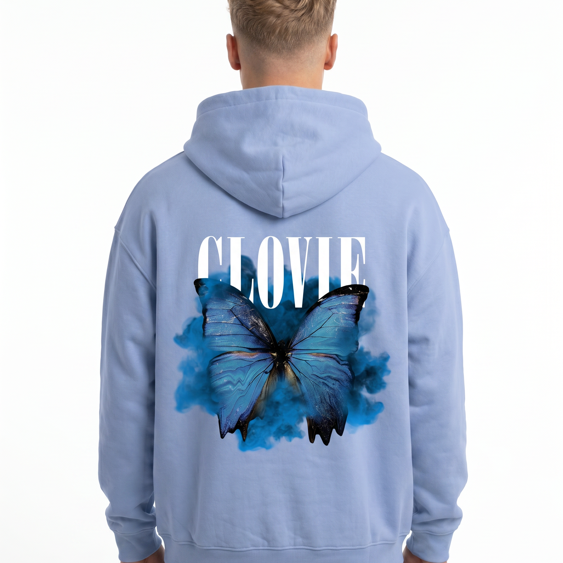 Butterfly OVS Zip Powder Blue - model back print