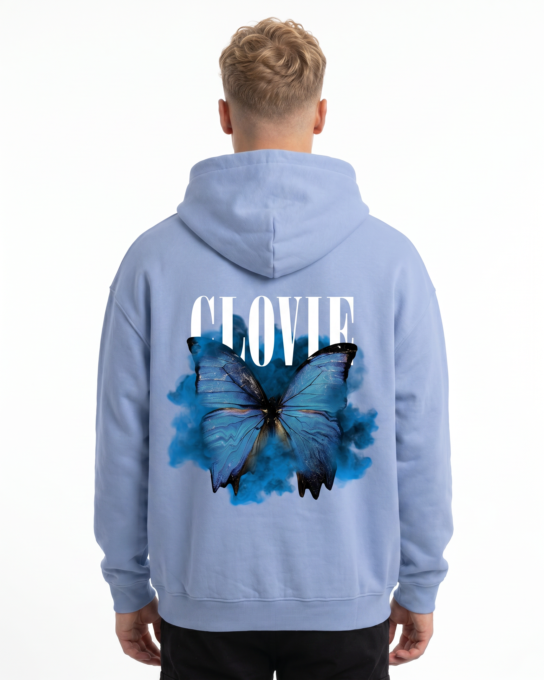 Butterfly OVS Zip Powder Blue - model back print