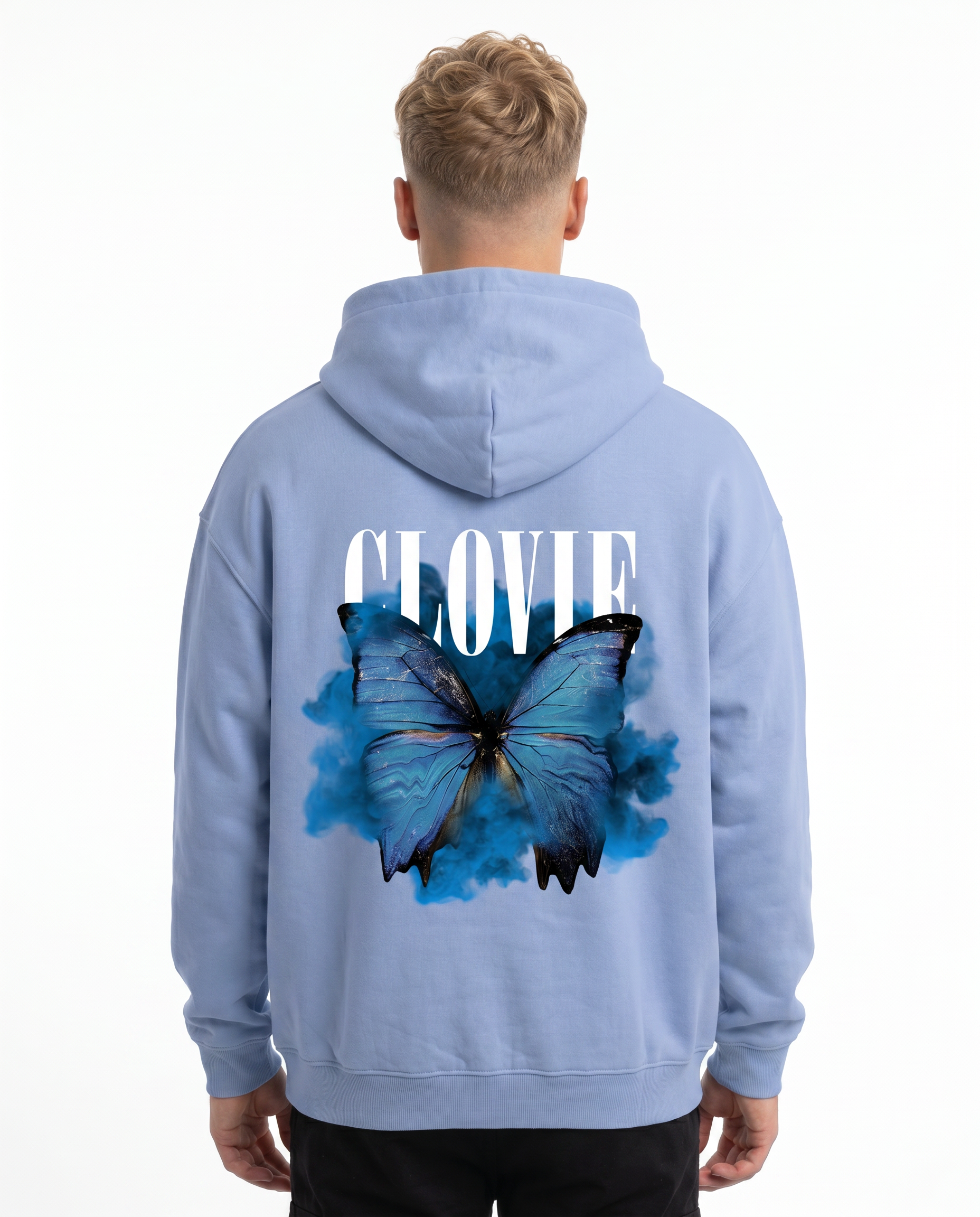 Butterfly OVS Zip Powder Blue - model back print