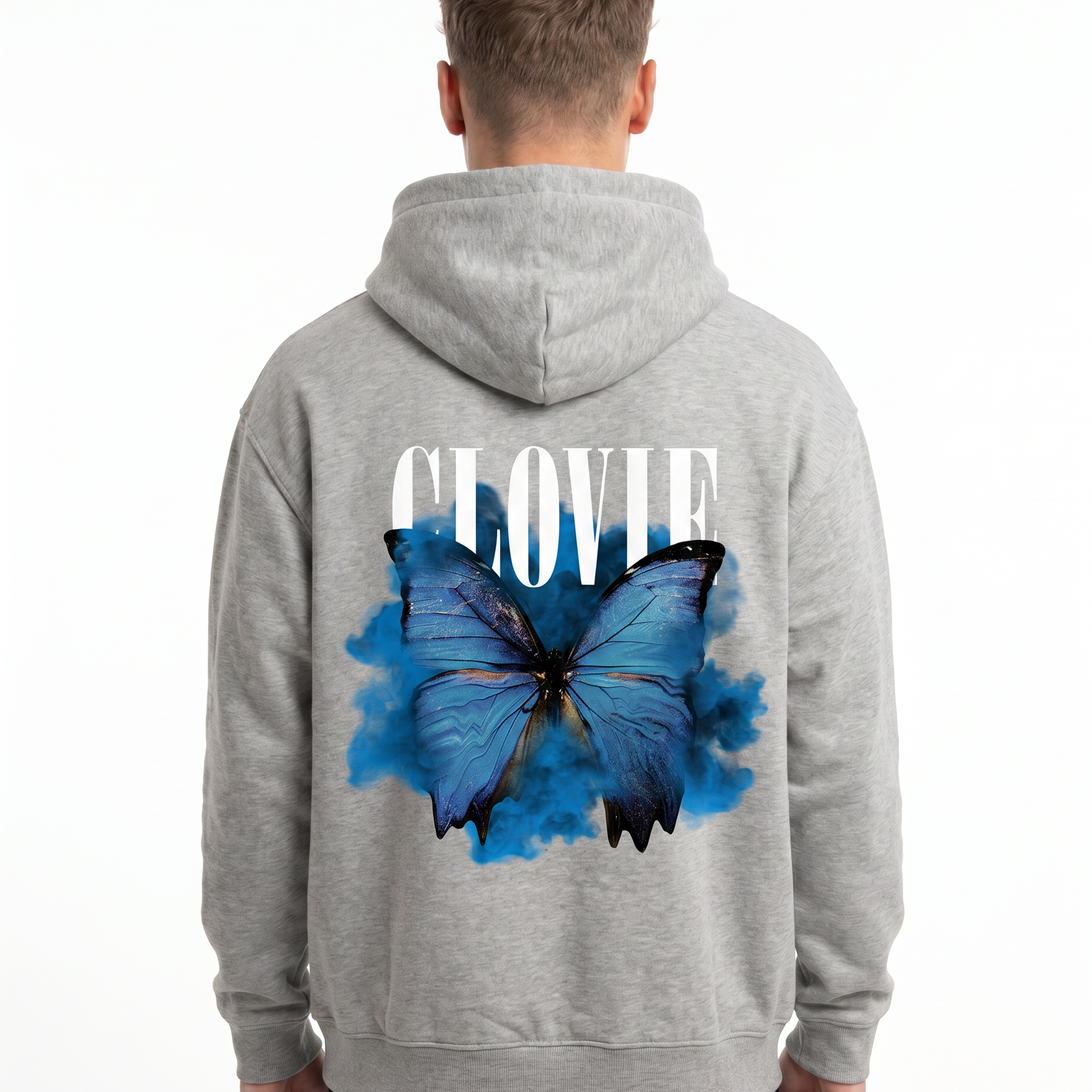 Butterfly OVS Zip Light Asphalt - model back print