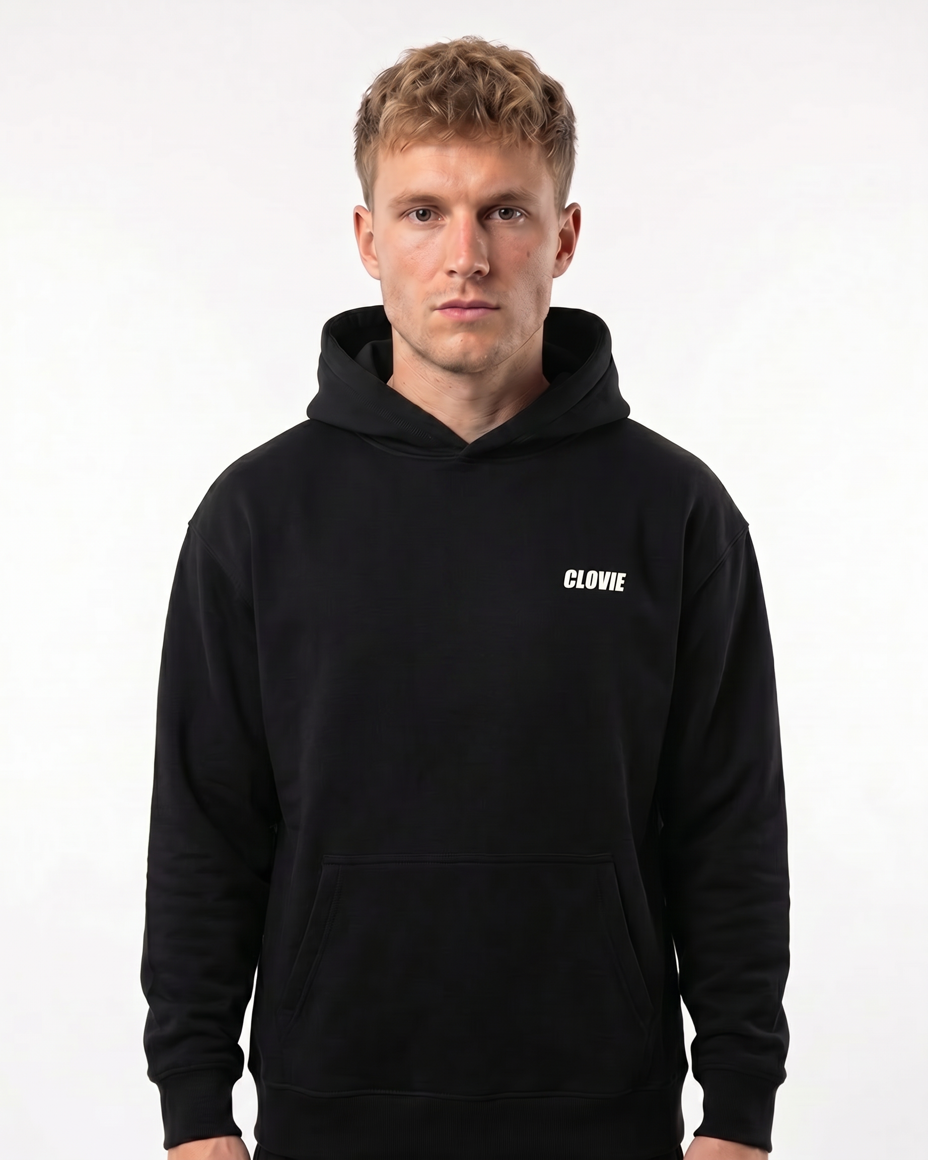Born to ride OVS Hoodie Black - model front (no cord)