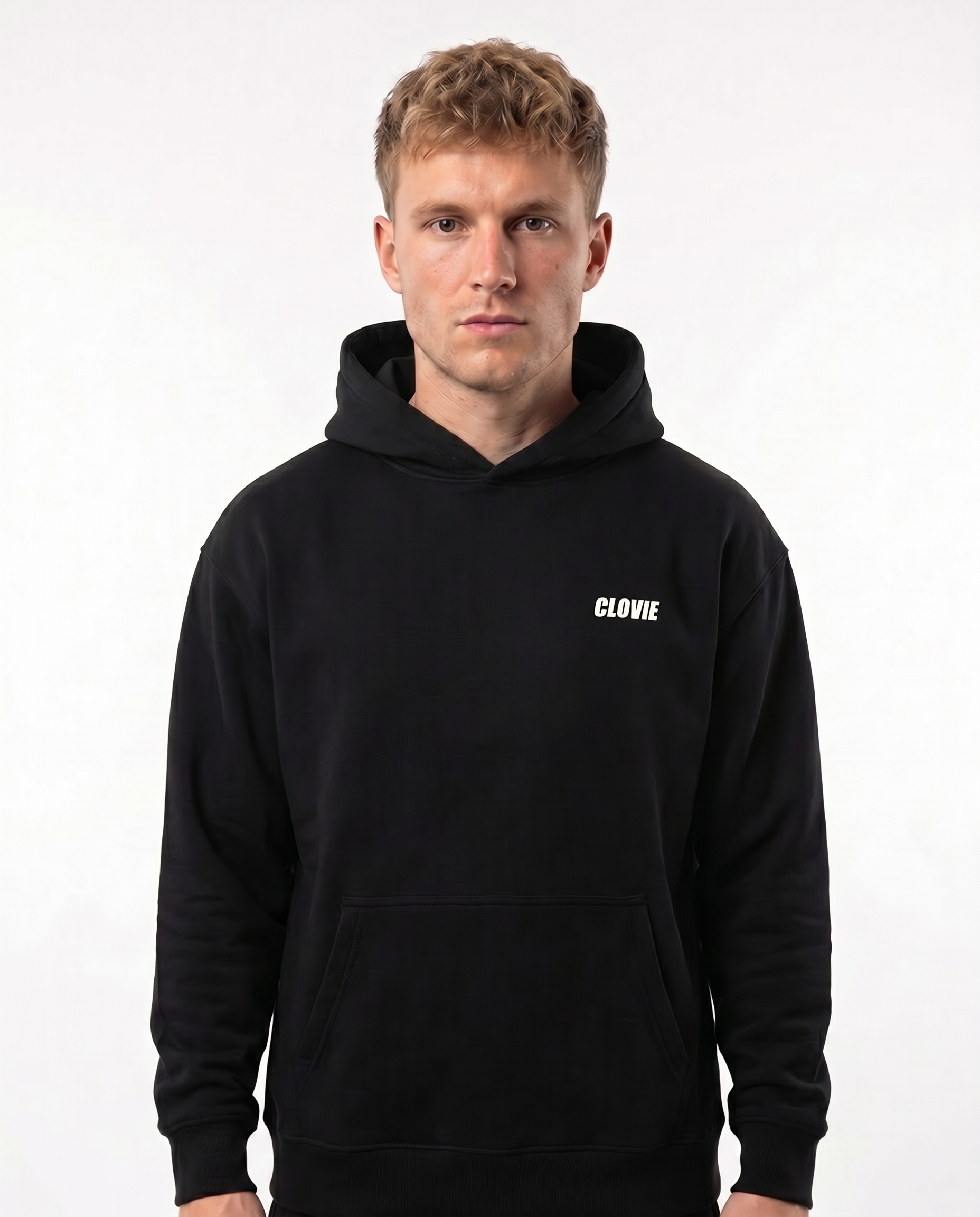 Born to ride OVS Hoodie Black - model front (no cord)