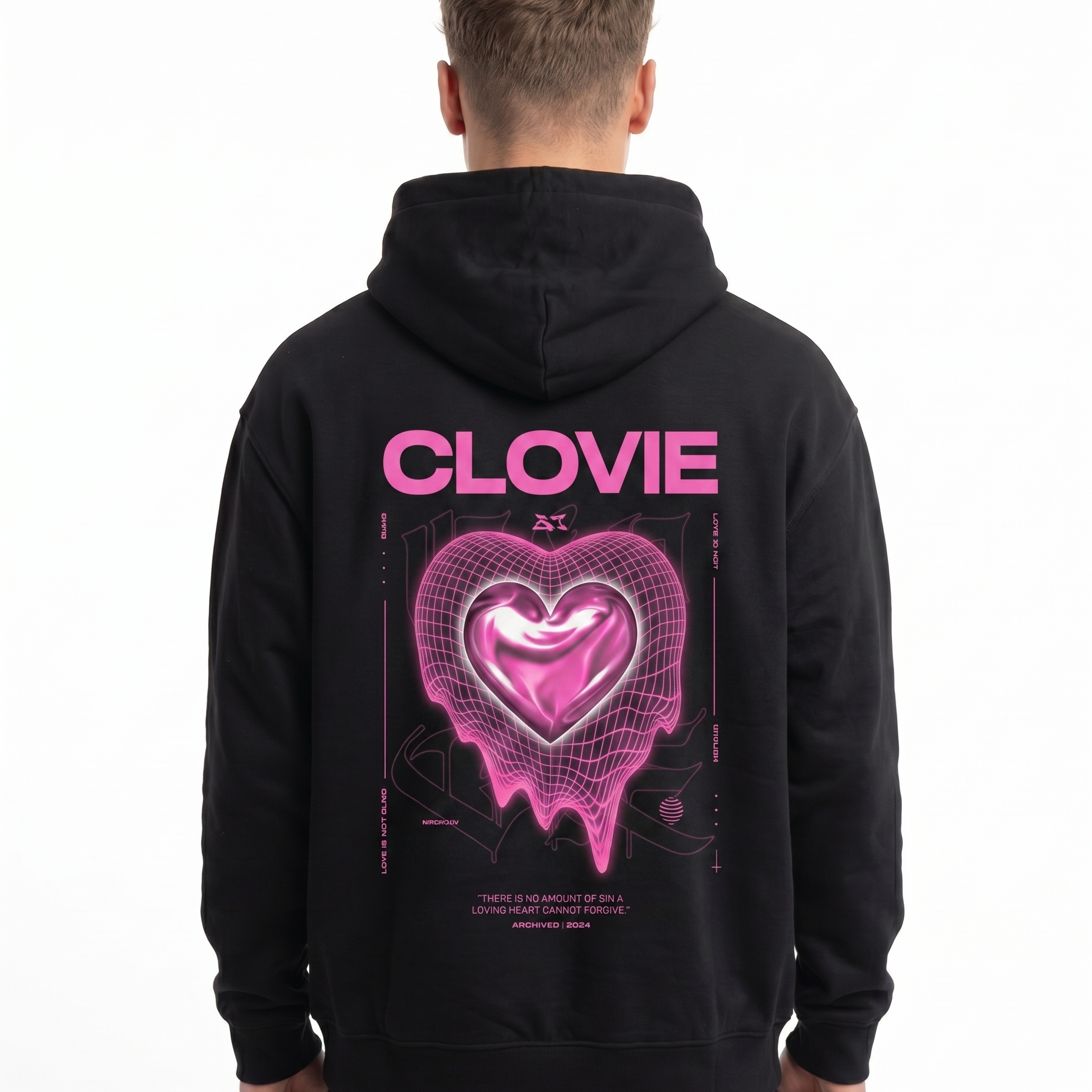 Loving heart OVS Zip Schwarz - model back print