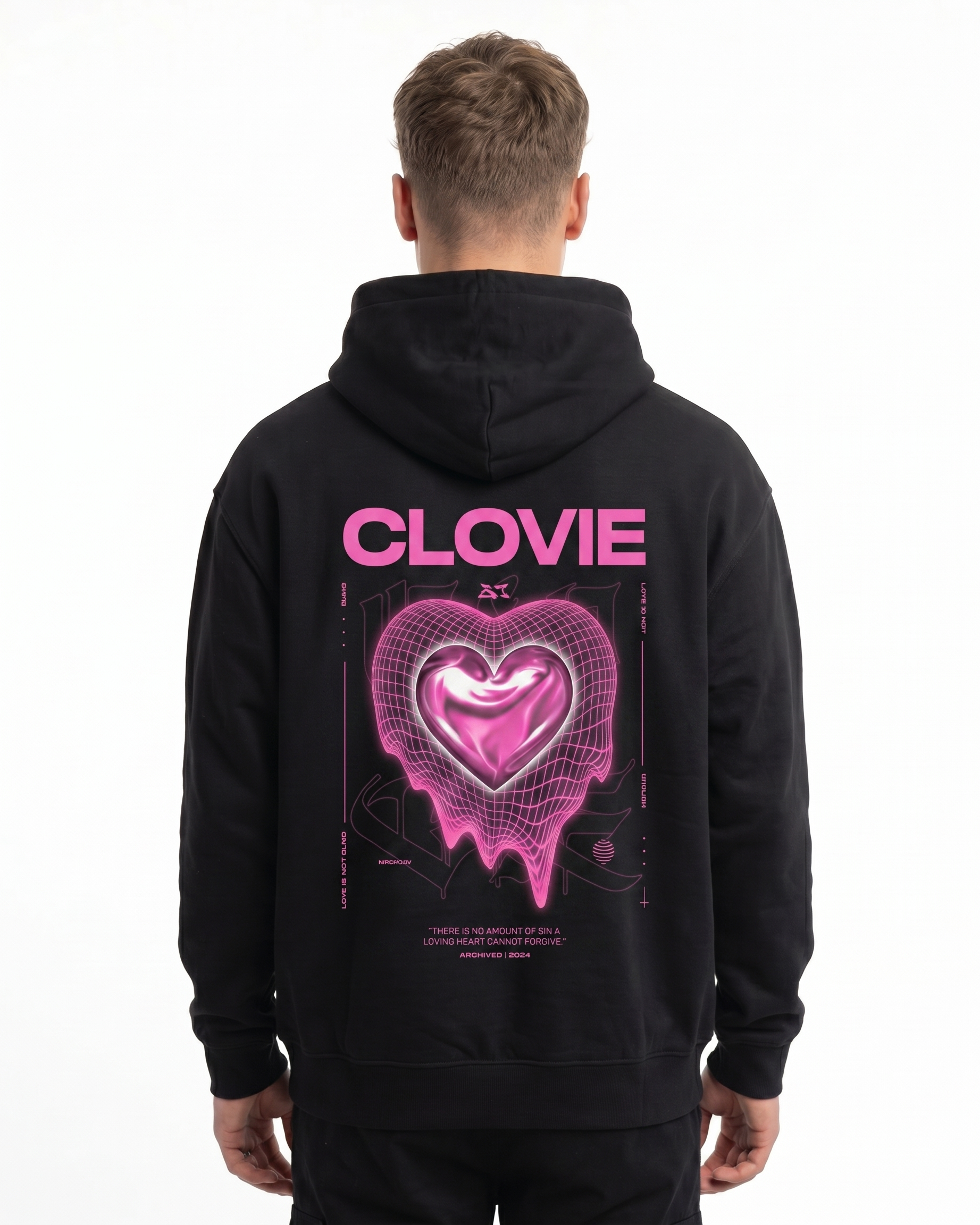 Loving heart OVS Zip Schwarz - model back print