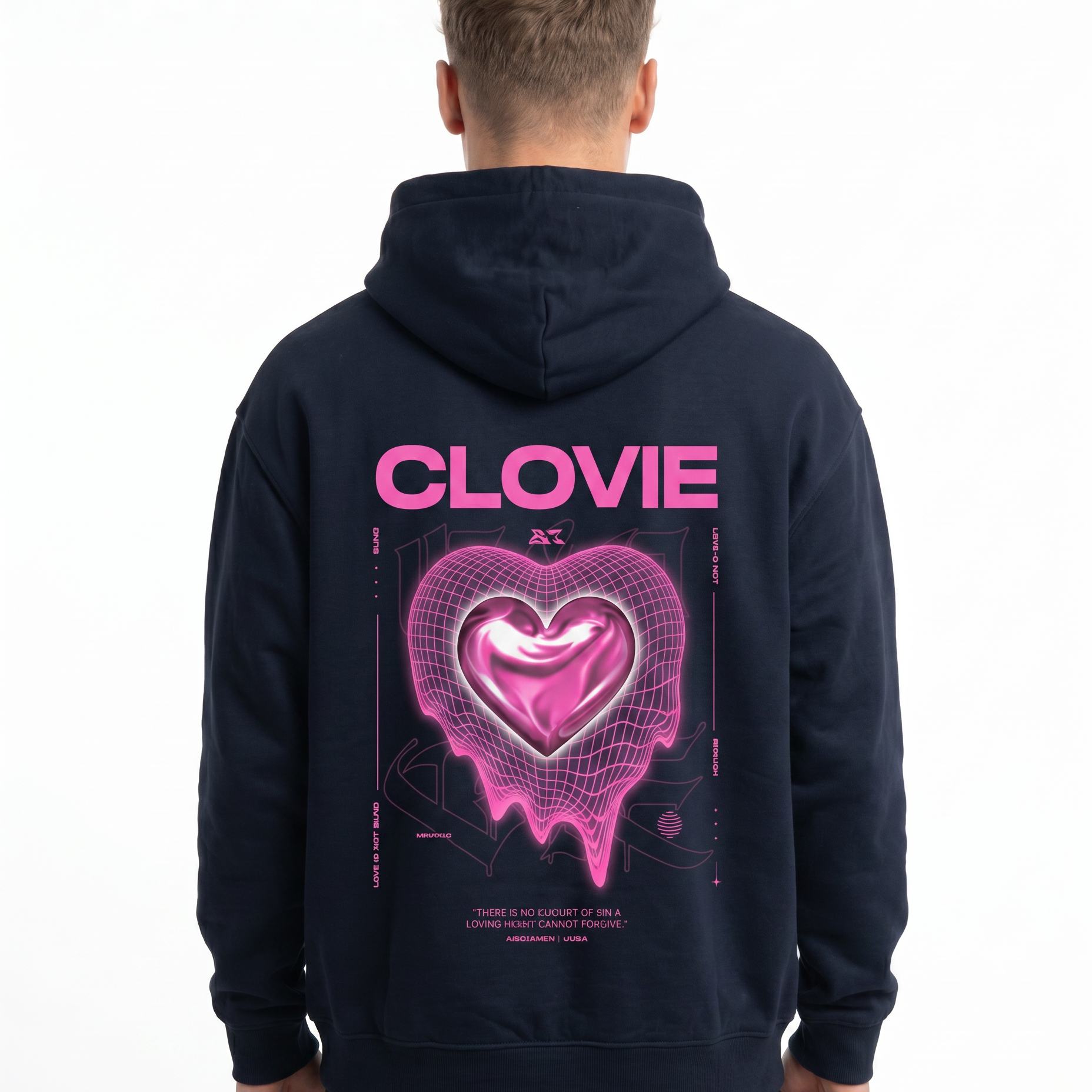 Loving heart OVS Zip French Navy - model back print