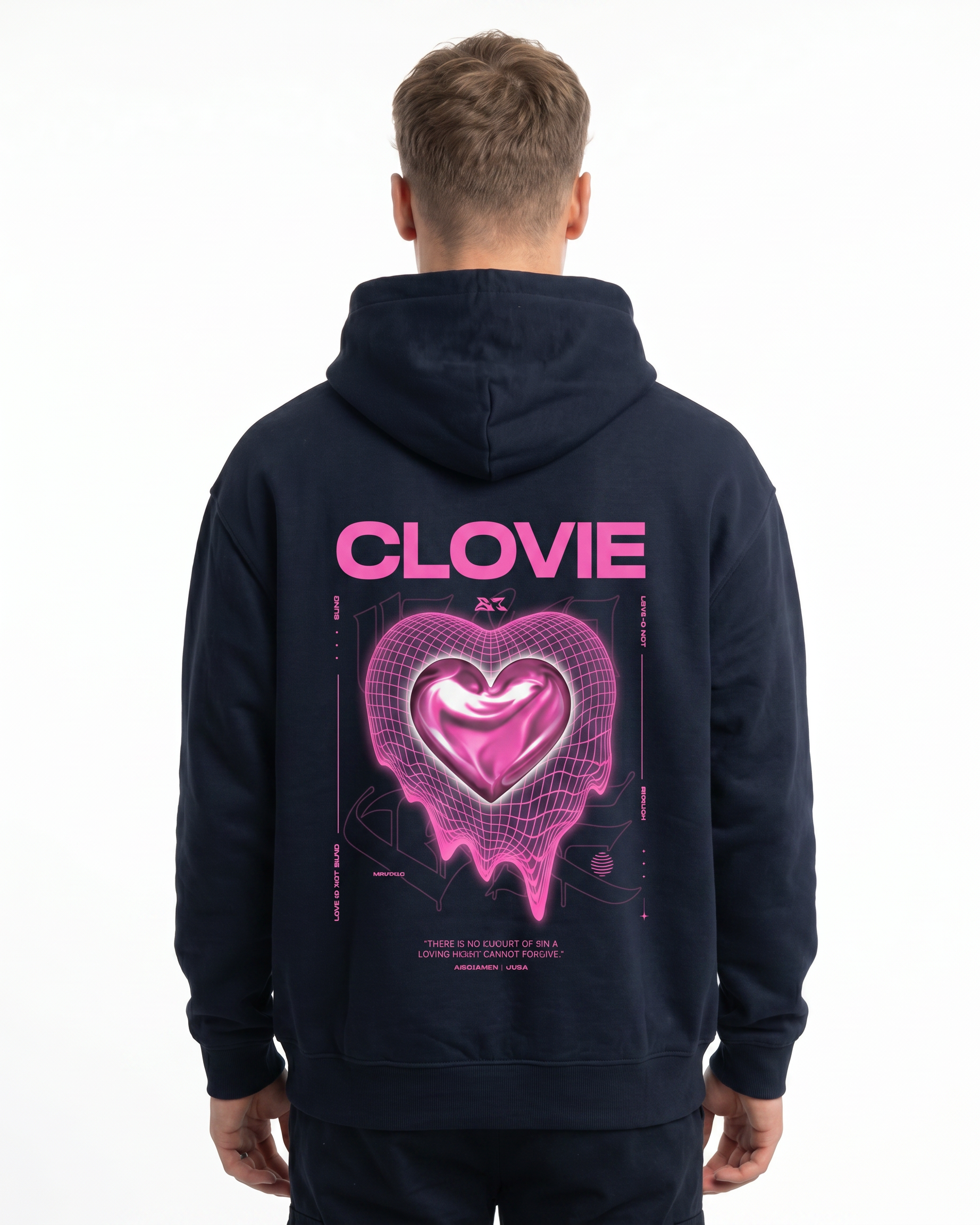 Loving heart OVS Zip French Navy - model back print