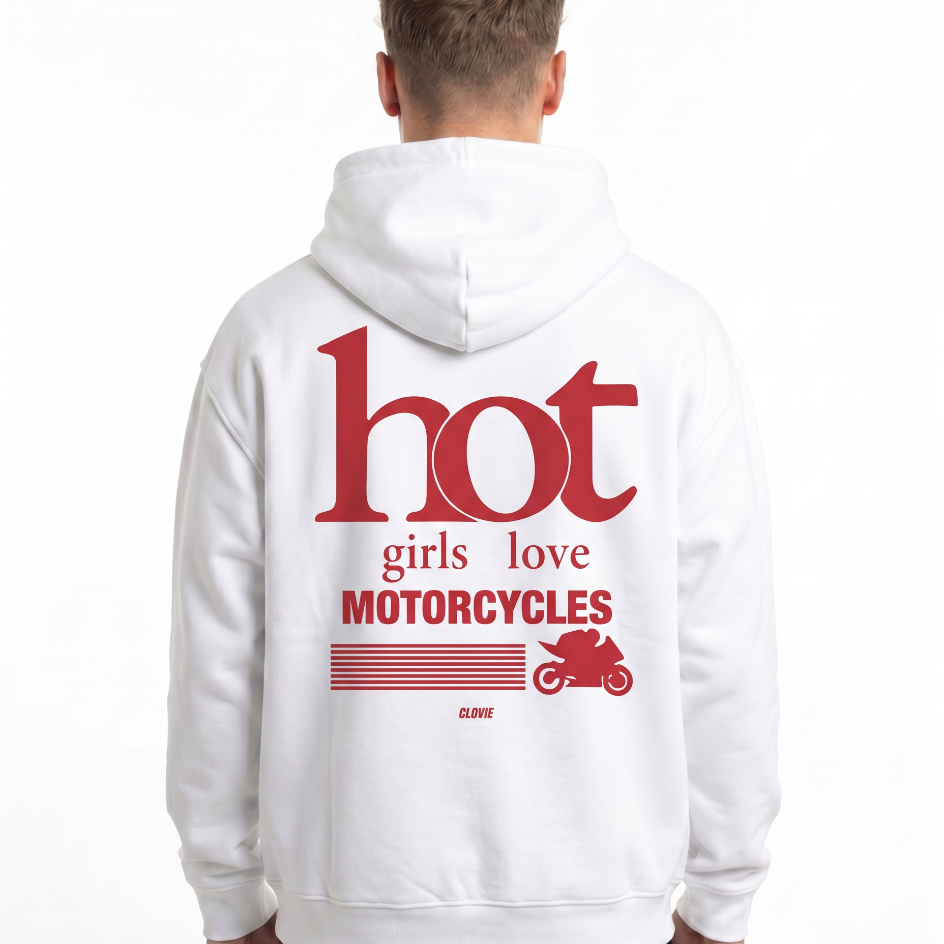 Hot girls love motorcycles OVS Zip White - model back print (H.A 1:1)