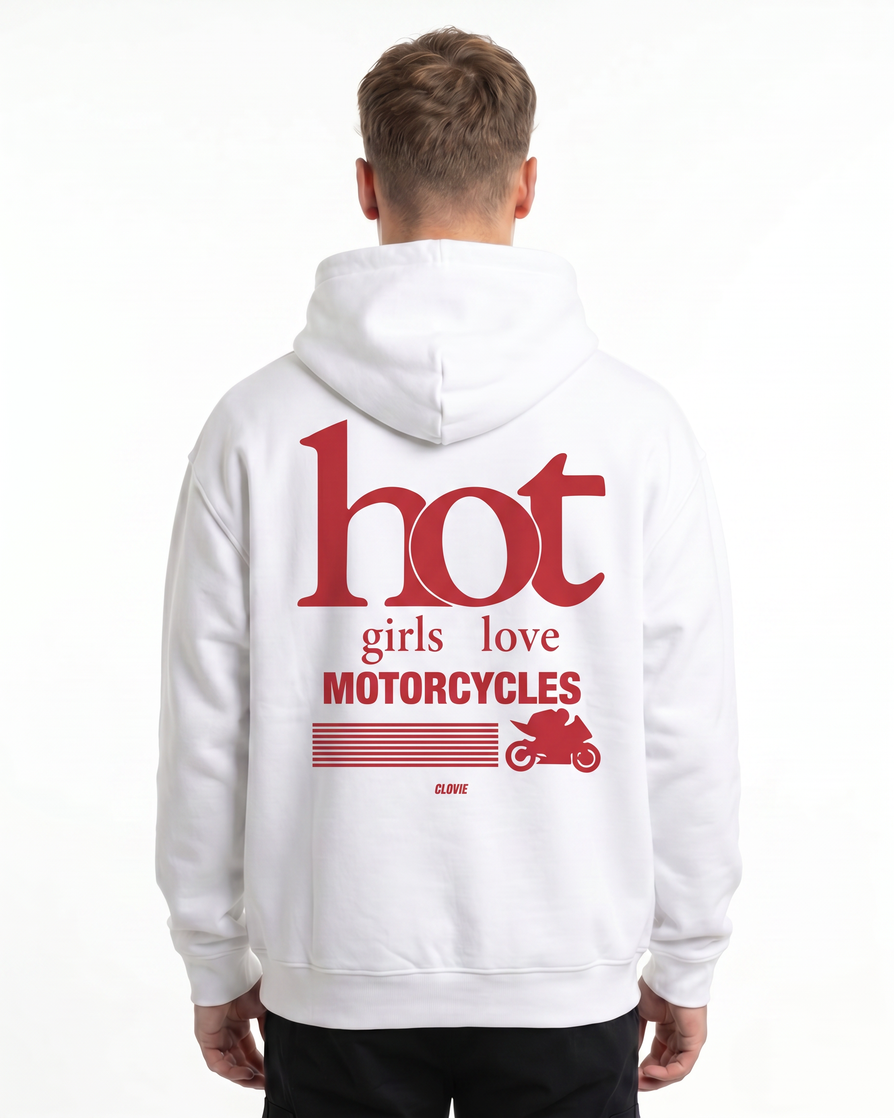 Hot girls love motorcycles OVS Zip White - model back print (H.A 1:1)