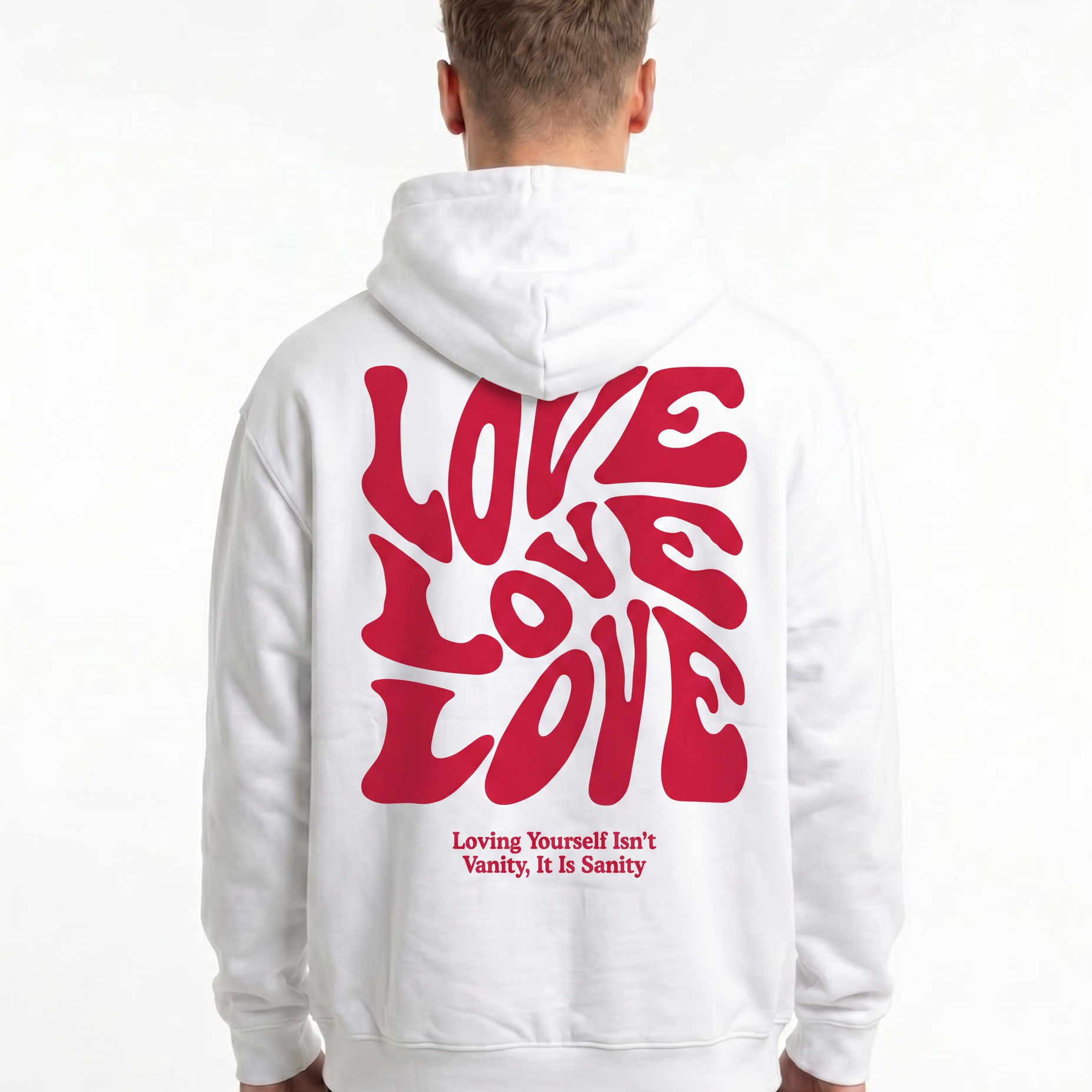 Loving yourself OVS Hoodie Arctic White - model back print (H.A 1:1)