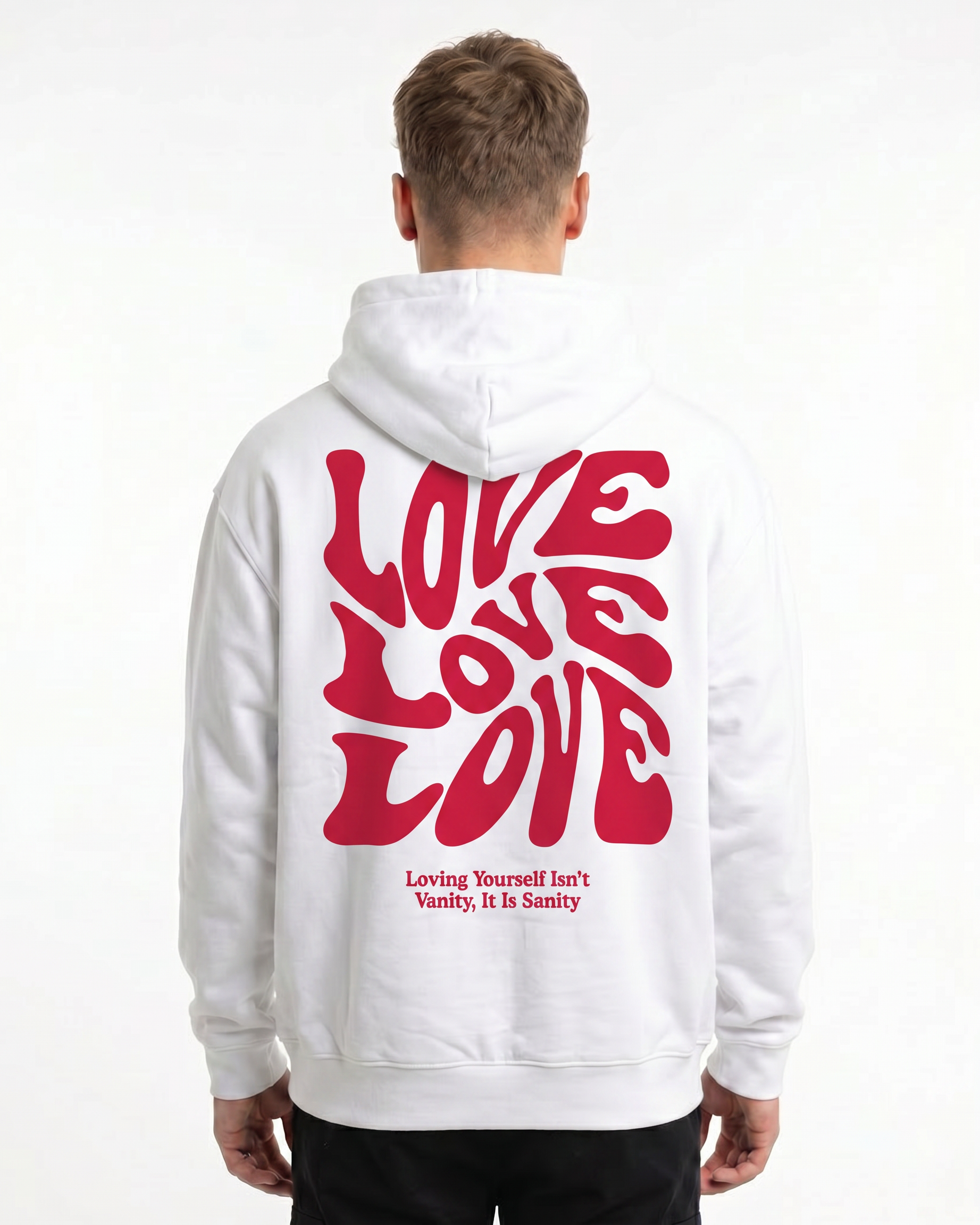 Loving yourself OVS Hoodie Arctic White - model back print (H.A 1:1)