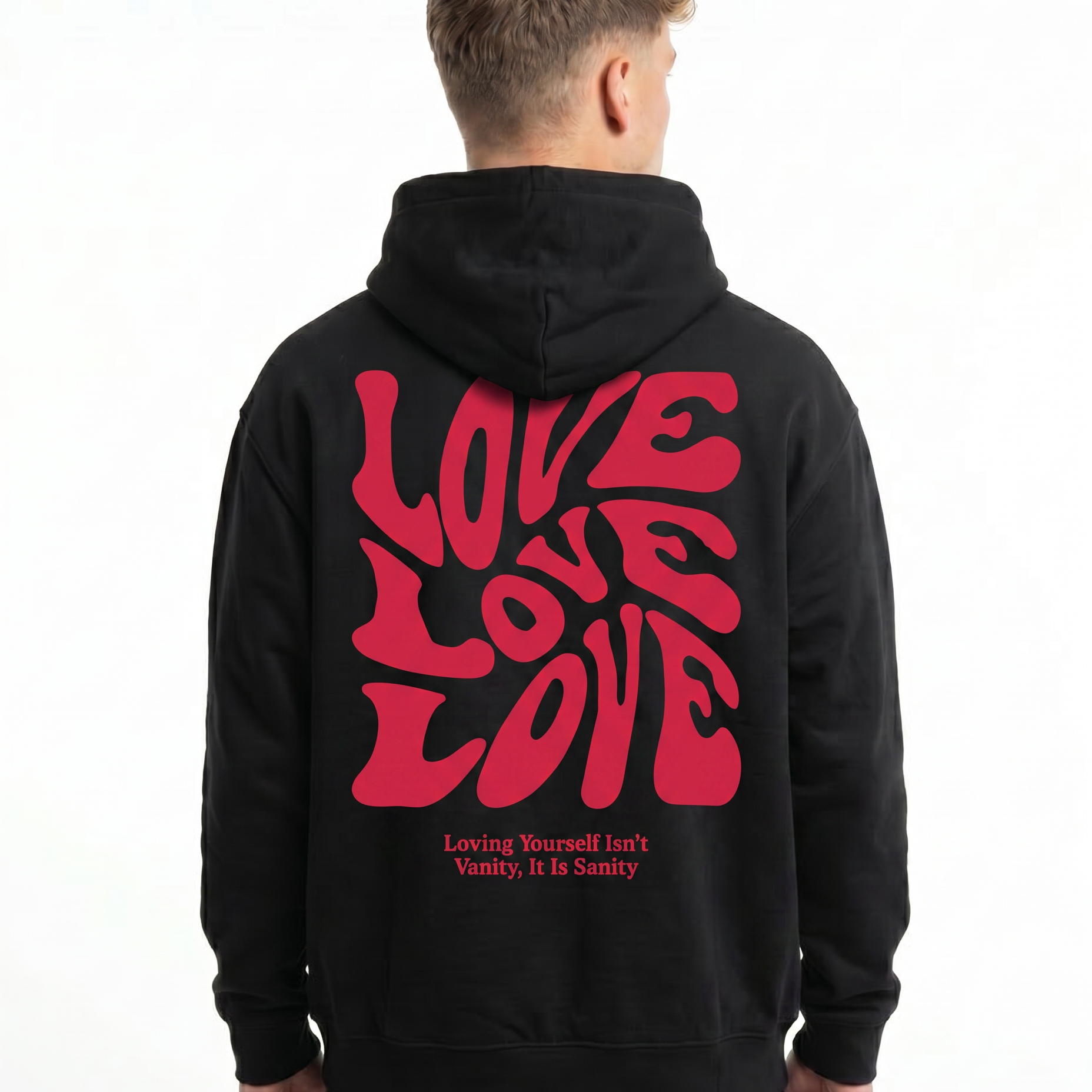 Loving yourself OVS Hoodie Black - model back print (H.A 1:1)