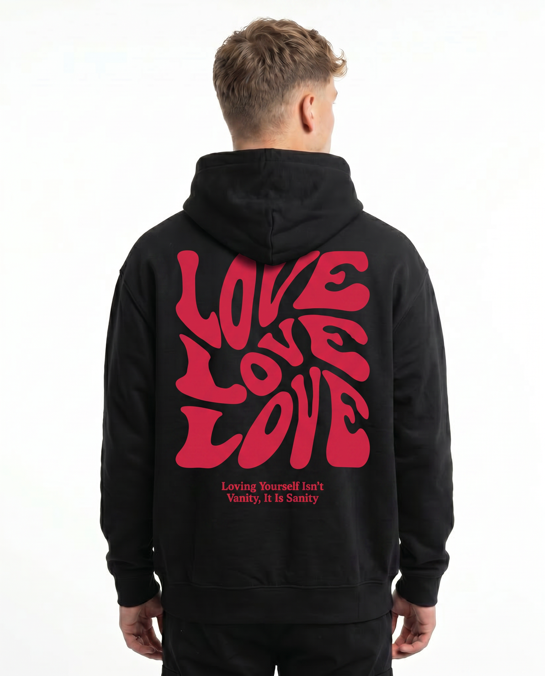 Loving yourself OVS Hoodie Black - model back print (H.A 1:1)