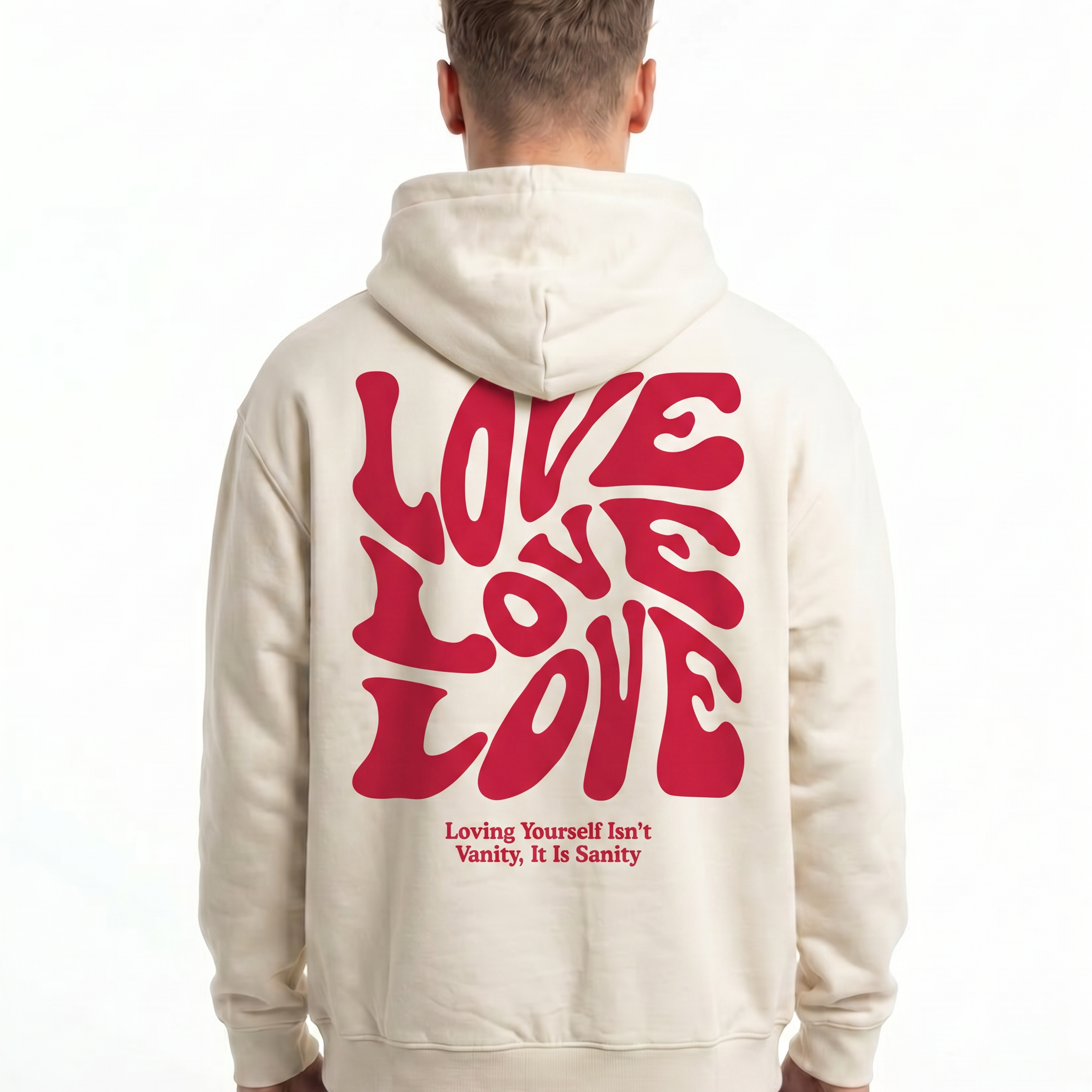 Loving yourself OVS Hoodie White Sand - model back print (H.A 1:1)