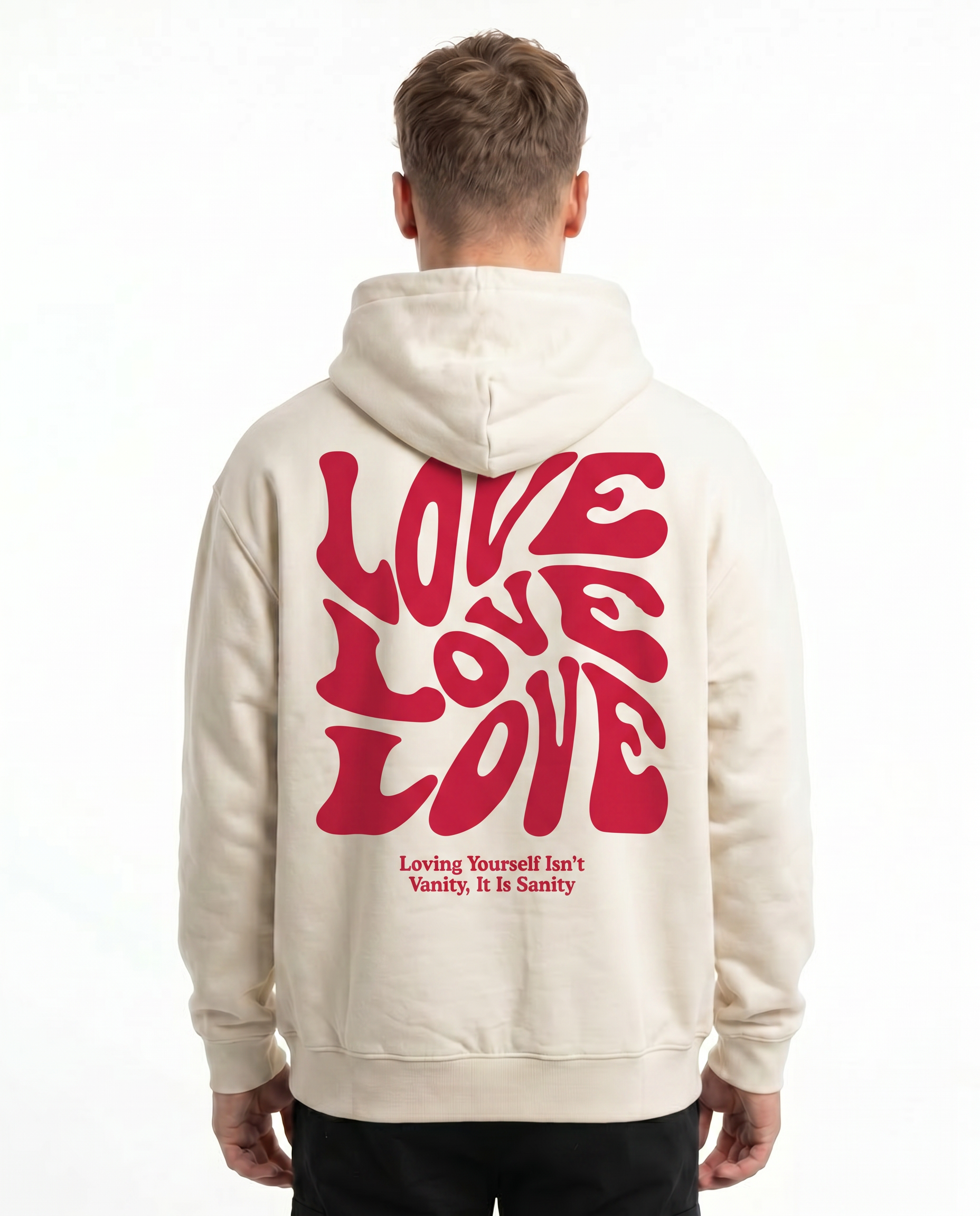 Loving yourself OVS Hoodie White Sand - model back print (H.A 1:1)