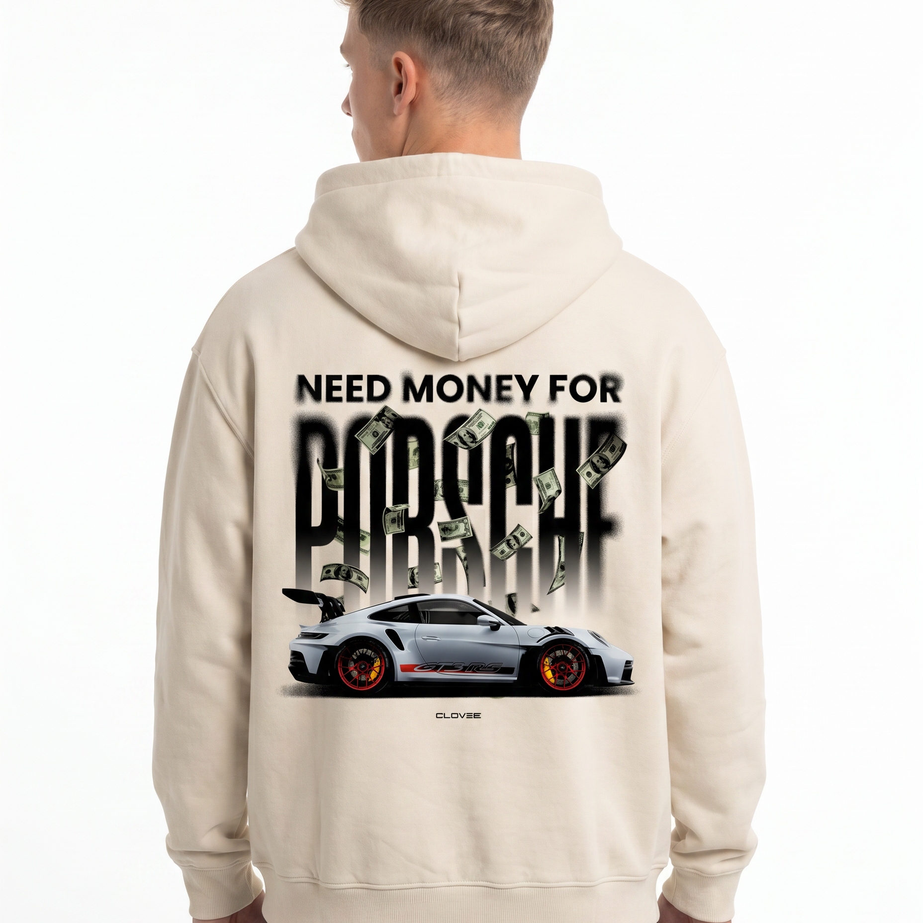 Need money for porsche OVS Zip White Sand - model back print H.A 1:1