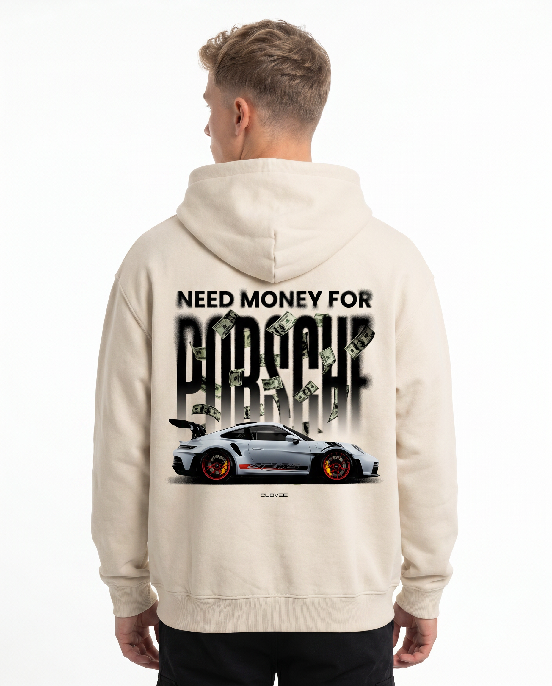 Need money for porsche OVS Zip White Sand - model back print H.A 1:1