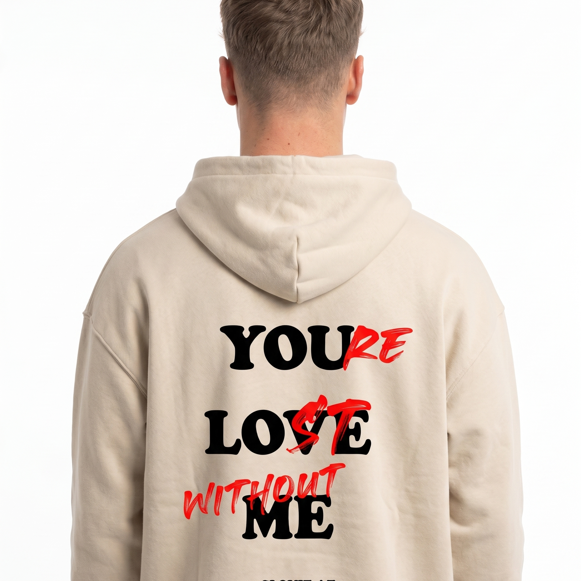 You're lost without me OVS Zip White Sand - model back print H.A 1:1