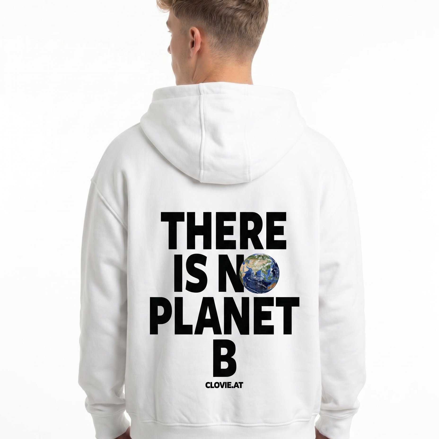 There is no planet b OVS Hoodie White - model back print