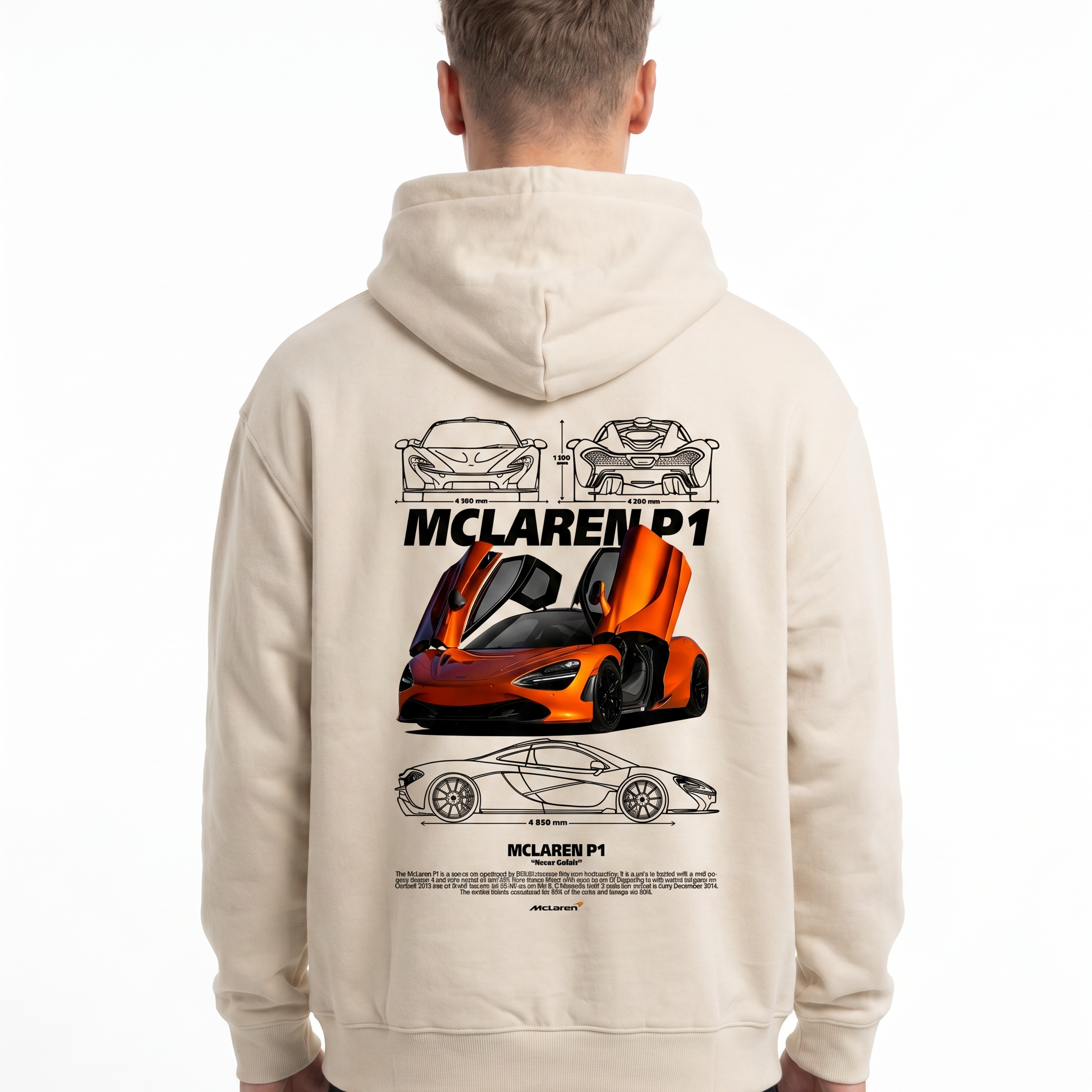 McLaren P1 OVS Zip White Sand - model back print H.A 1:1