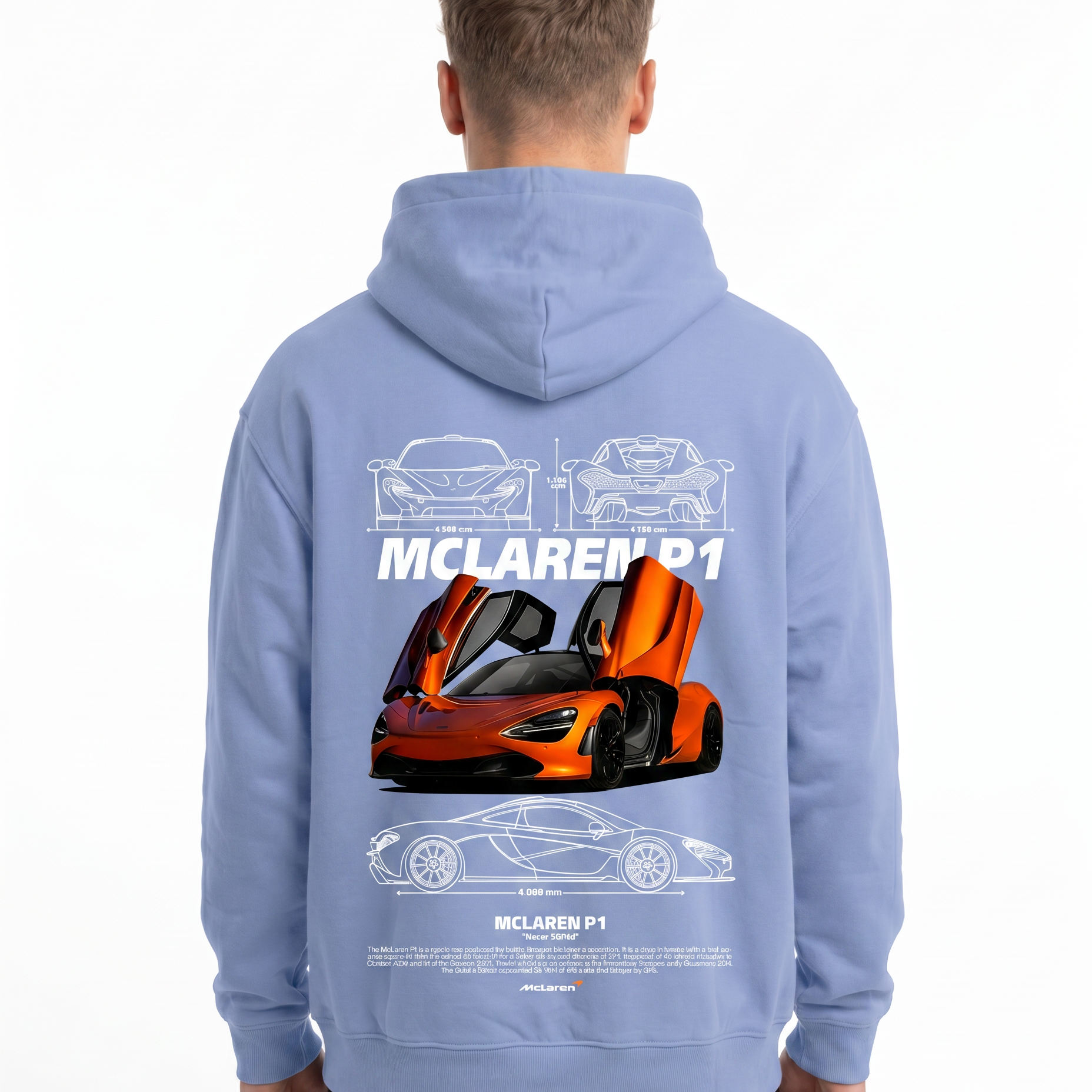 McLaren P1 OVS Zip Powder Blue - model back print H.A 1:1