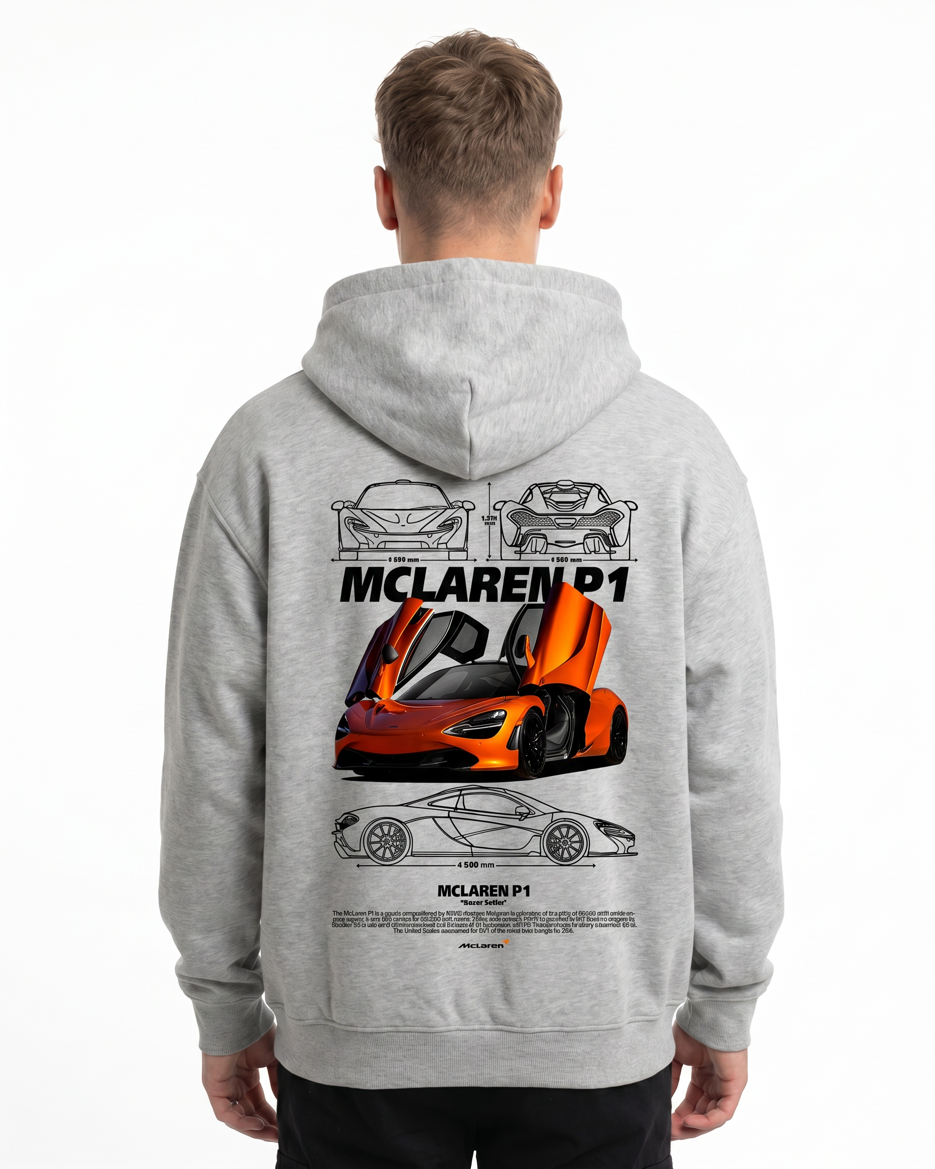 McLaren P1 OVS Zip Light Asphalt v2 - model back print (orange car body)