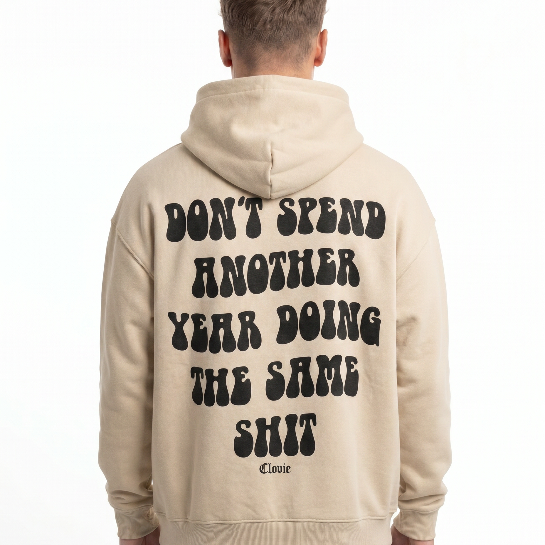 Doing the same shit OVS Hoodie White Sand - model back print