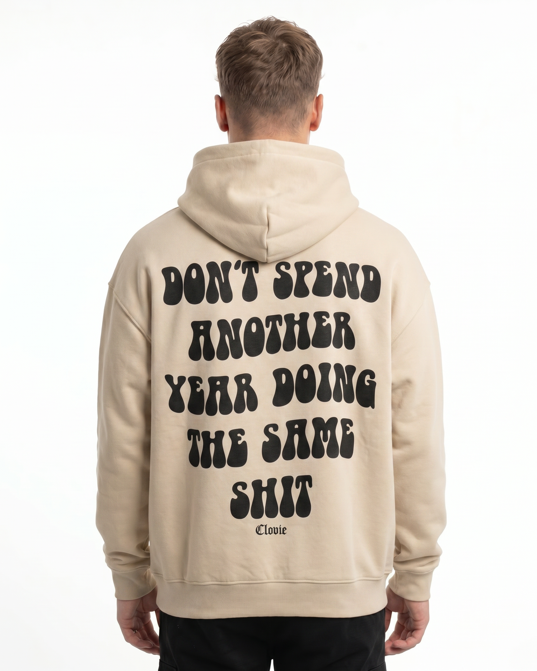 Doing the same shit OVS Hoodie White Sand - model back print