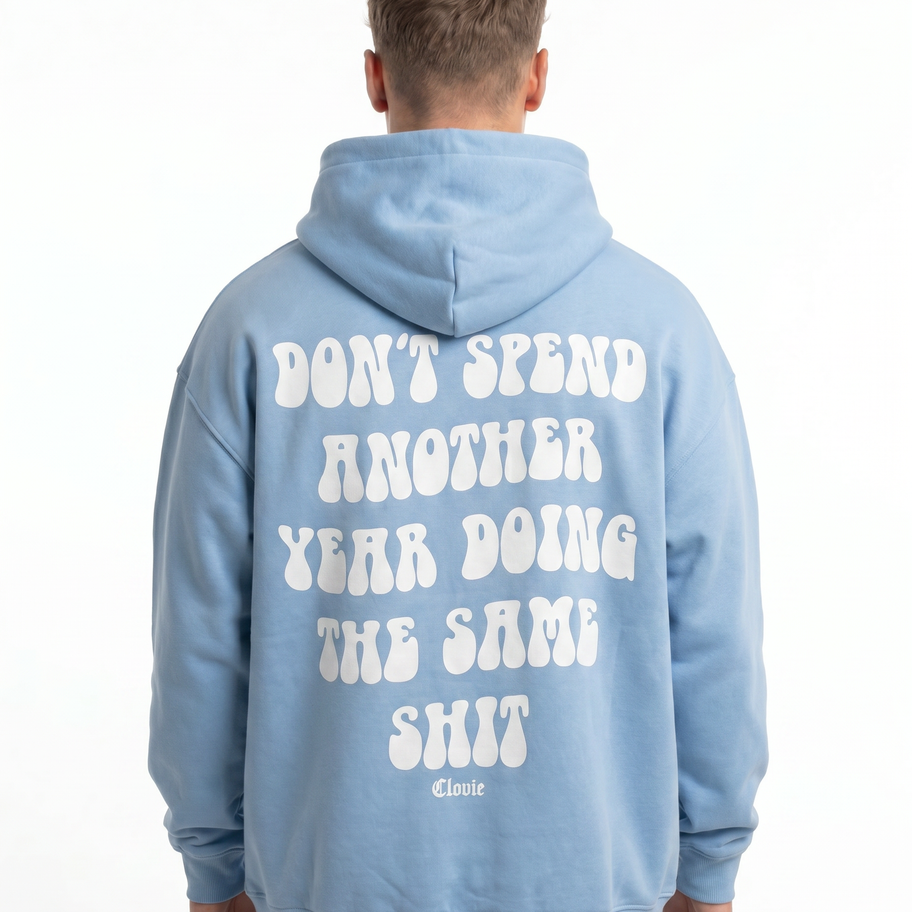 Doing the same shit OVS Hoodie Powder Blue - model back print (white)