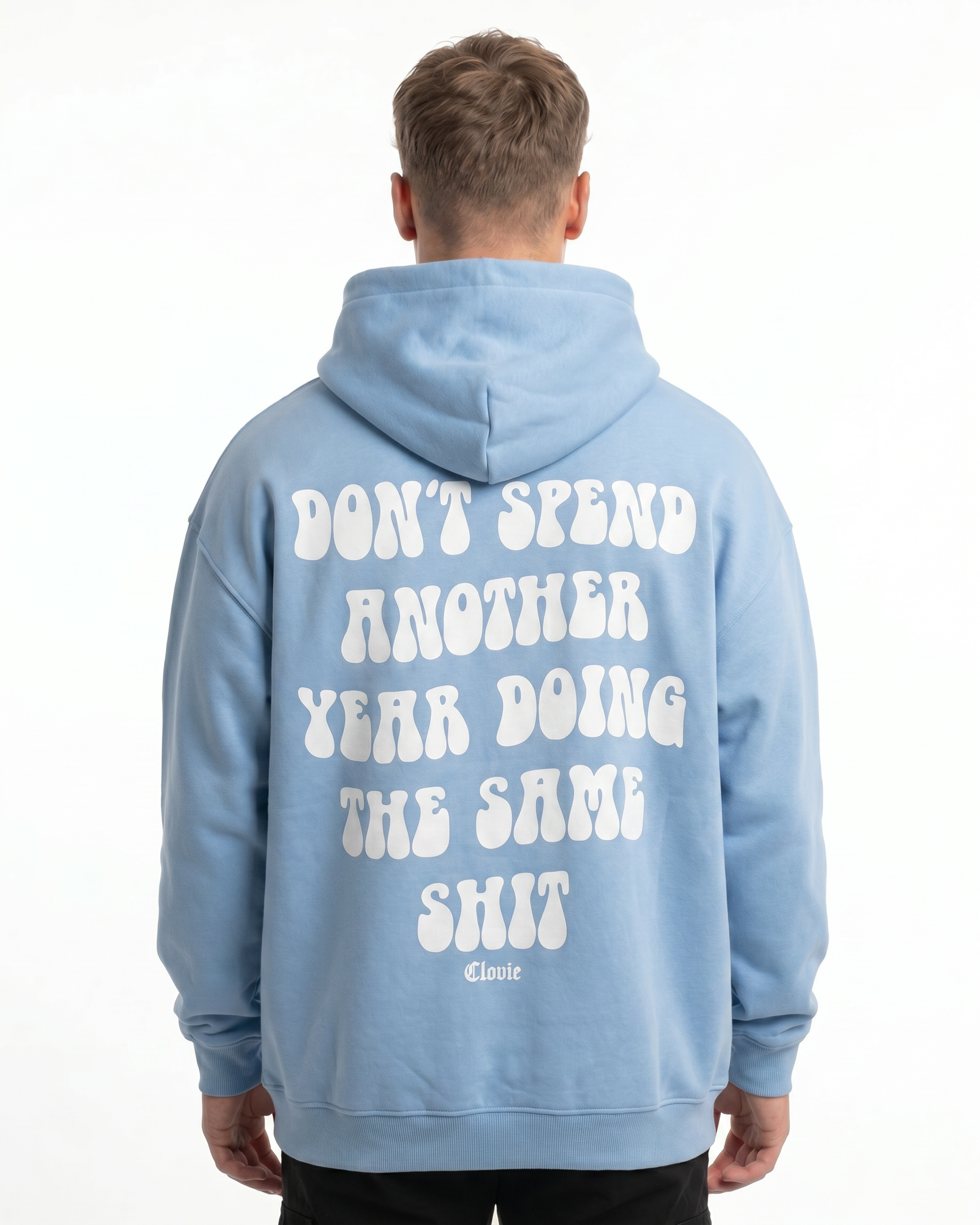 Doing the same shit OVS Hoodie Powder Blue - model back print (white)