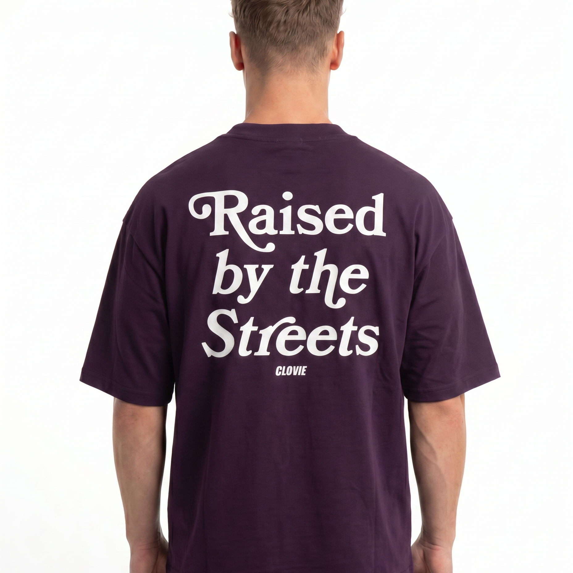 Raised by the streets OVS Tee Purple Night - model back print (new edit-render aus Black-Back)
