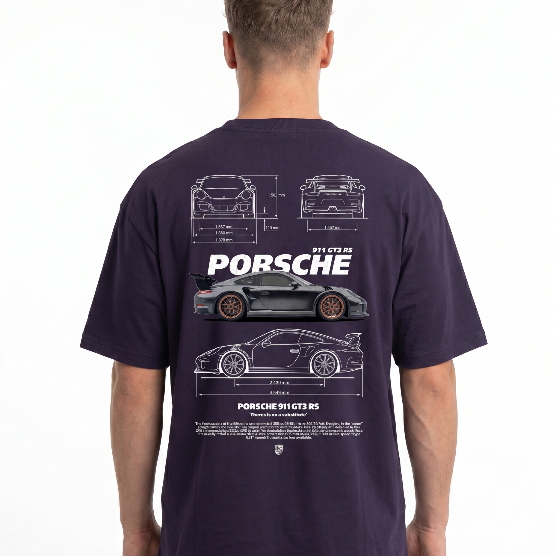 Porsche 911 GT3 RS Oversized Tee Purple Night - model back print