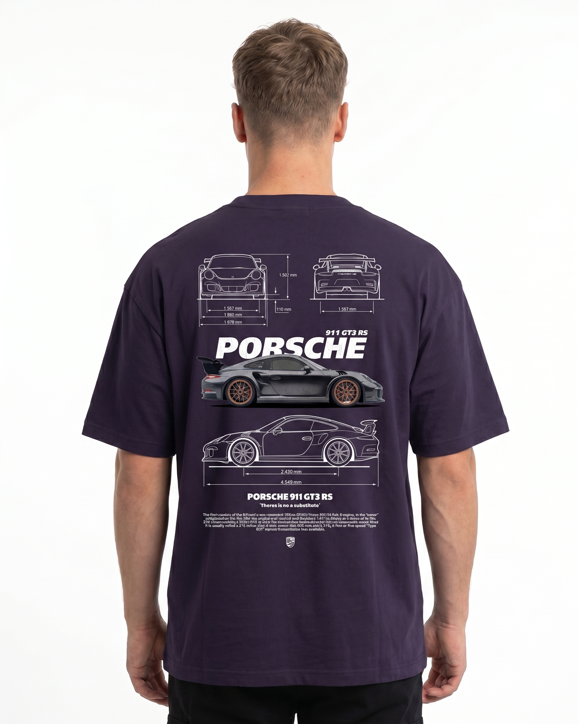 Porsche 911 GT3 RS Oversized Tee Purple Night - model back print